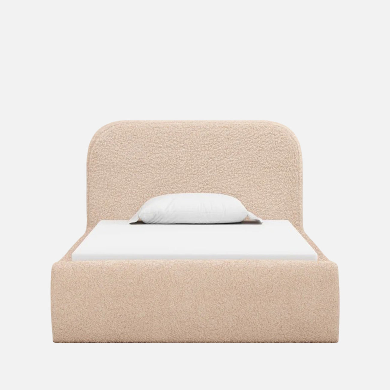 Snuggle Boucle Kids Twin Bed with Hydraulic Storage in Cream