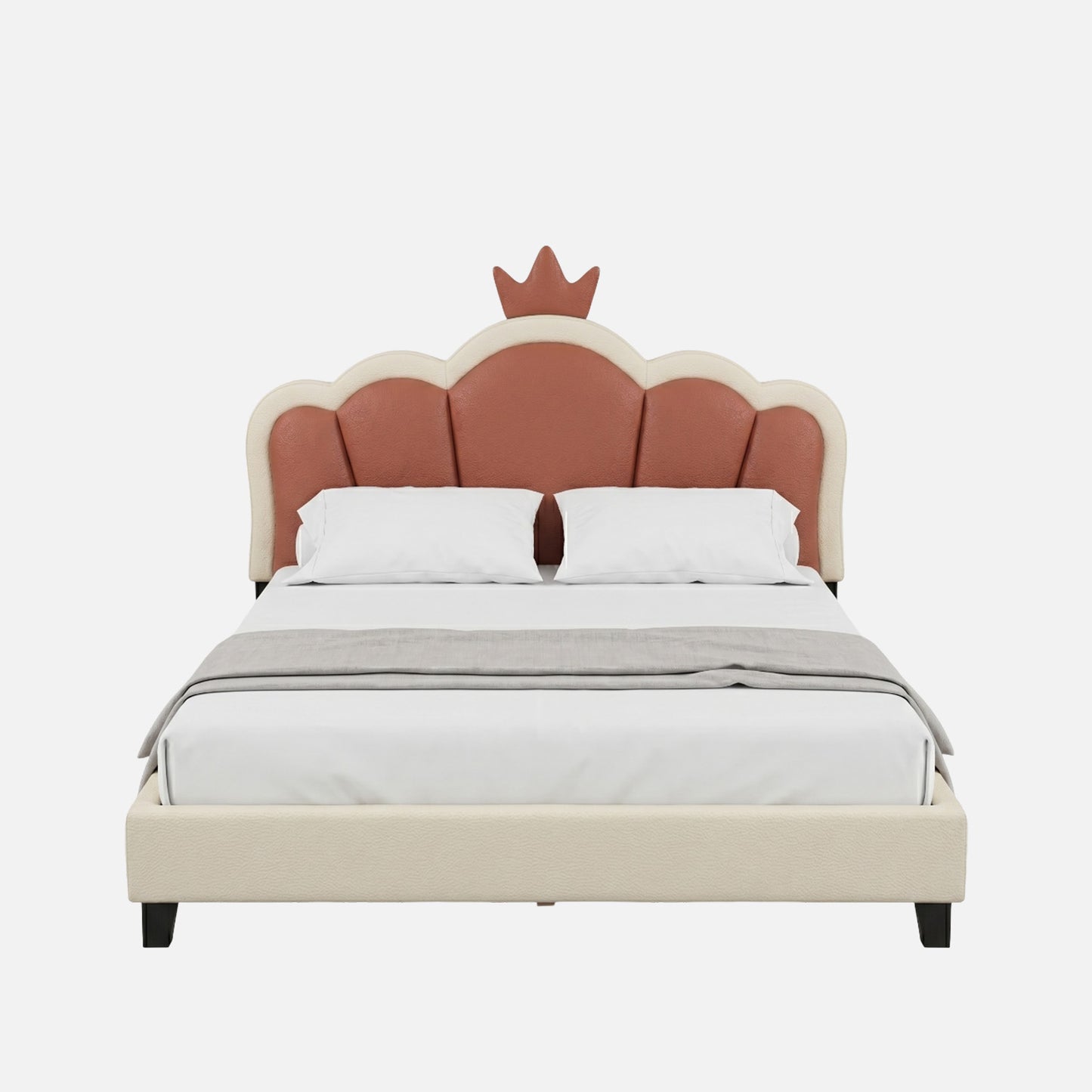 Dreamy Palace  Leatherette Kids Twin Bed with Hydraulic Storage in Pink and White
