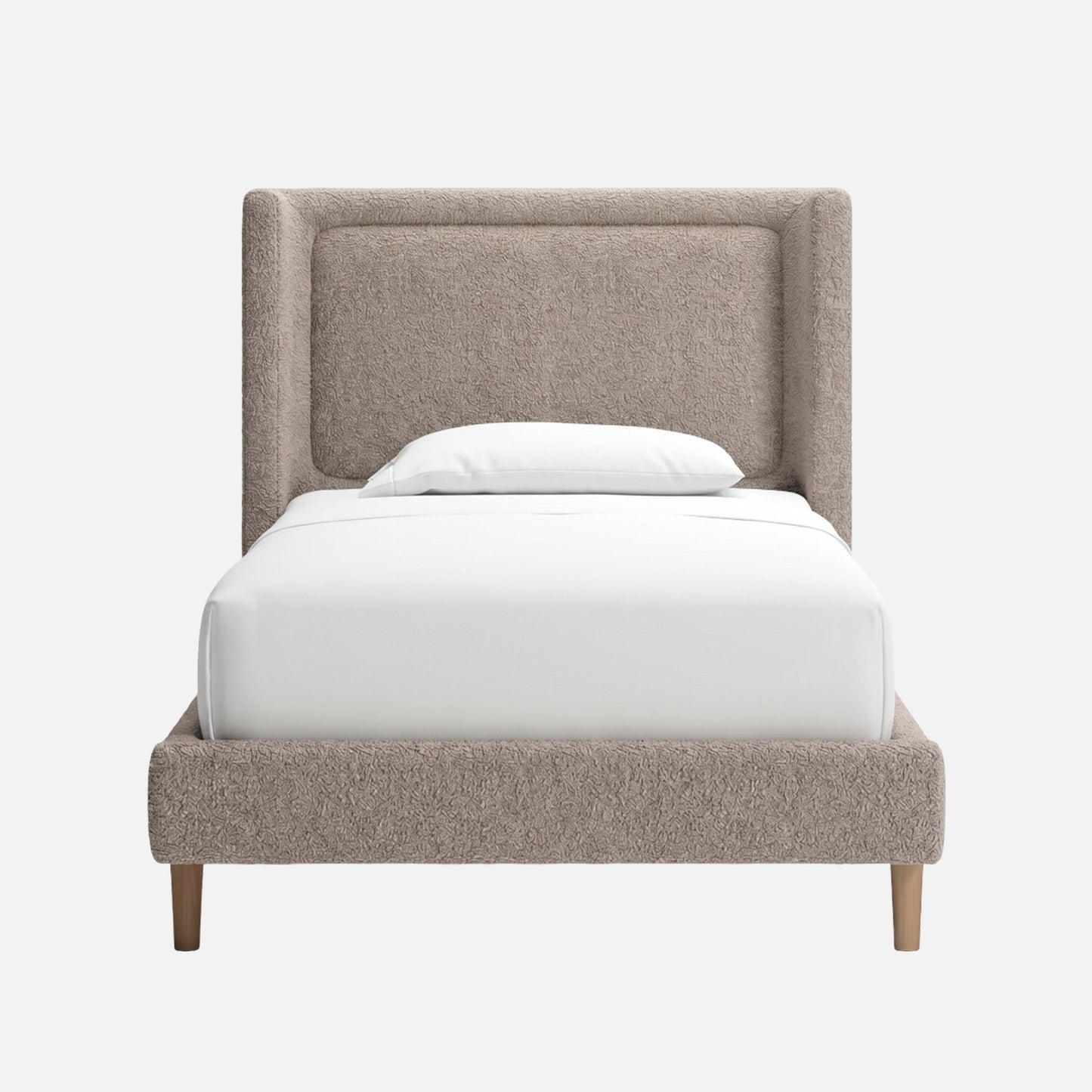 Misty Moon Boucle Kids Twin Bed with Hydraulic Storage in Light Grey