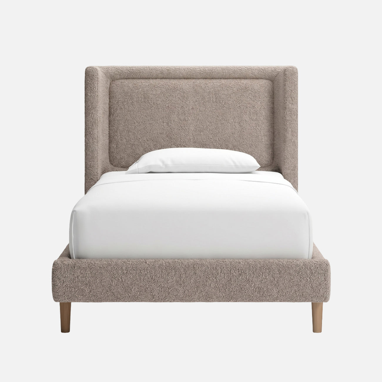 Misty Moon Boucle Kids Twin Bed with Hydraulic Storage in Light Grey