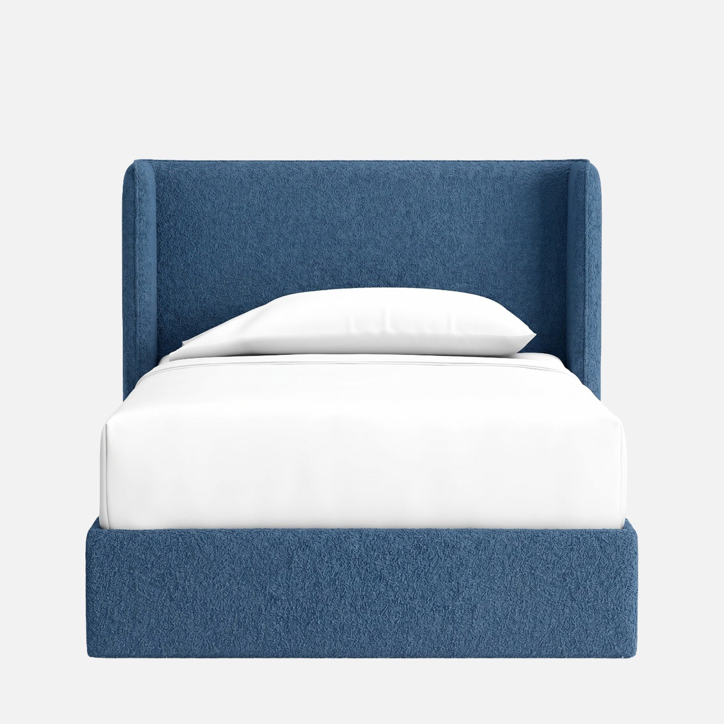 Tiny Haven Boucle Kids Twin Bed with Hydraulic Storage in Denim Blue