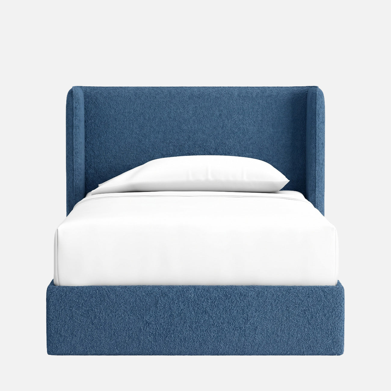 Tiny Haven Boucle Kids Twin Bed with Hydraulic Storage in Denim Blue