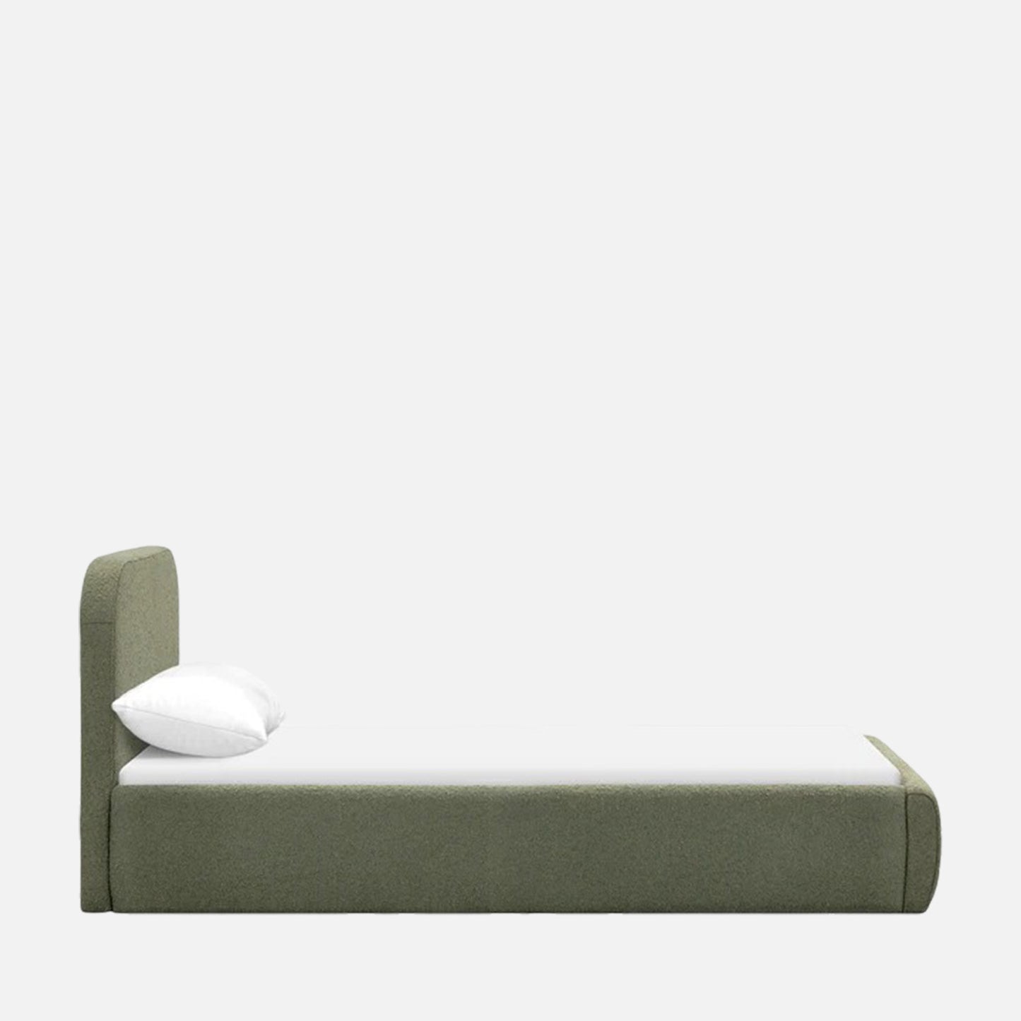 Snuggle Boucle Kids Twin Bed with Hydraulic Storage in olive
