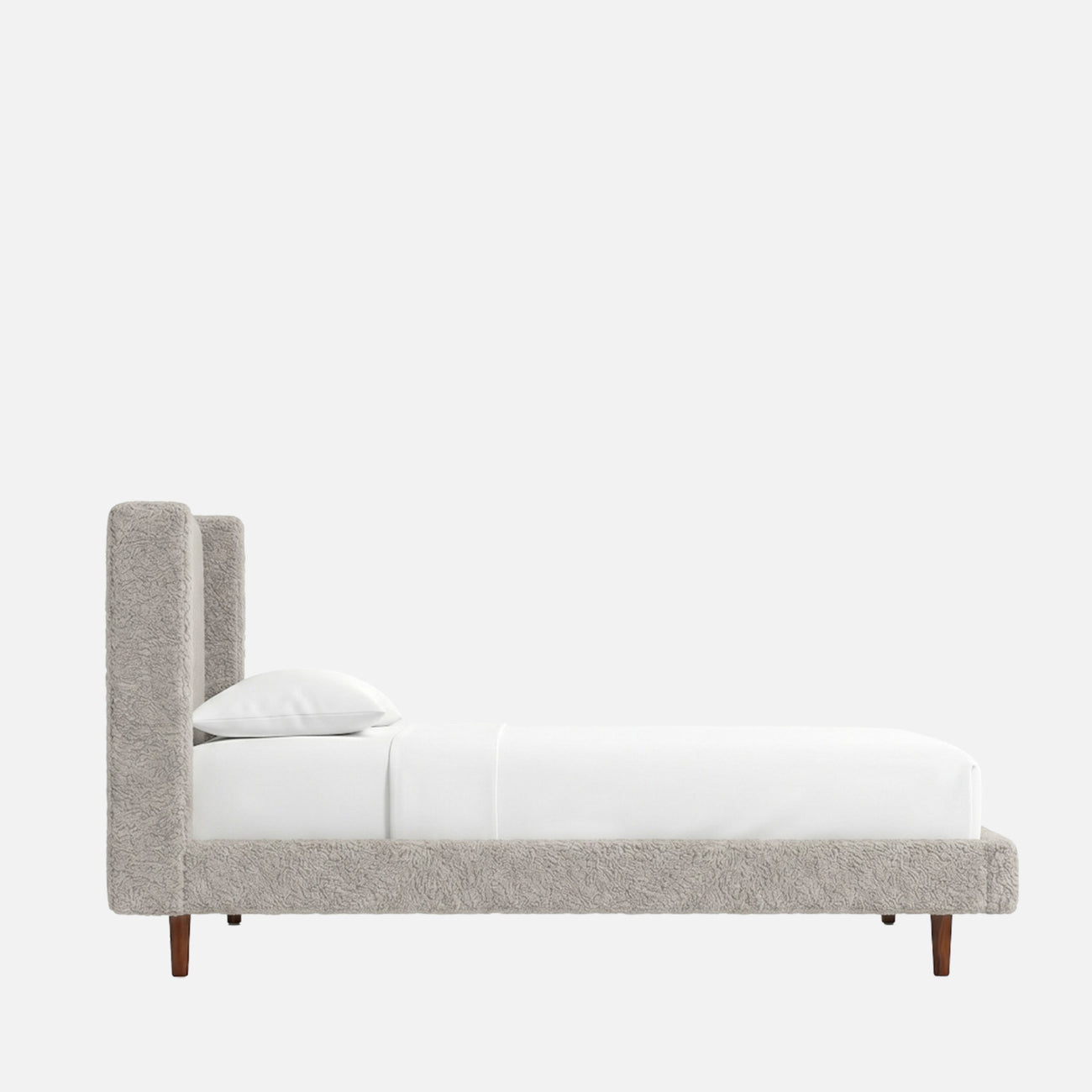 Misty Moon Boucle Kids Twin Bed with Hydraulic Storage in Cream