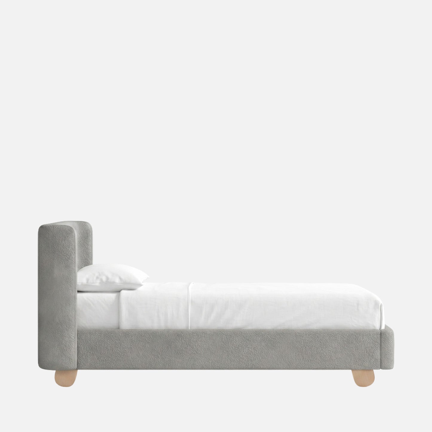Caramel Arch Velvet Suede Kids Twin Bed with Hydraulic Storage in Ivory