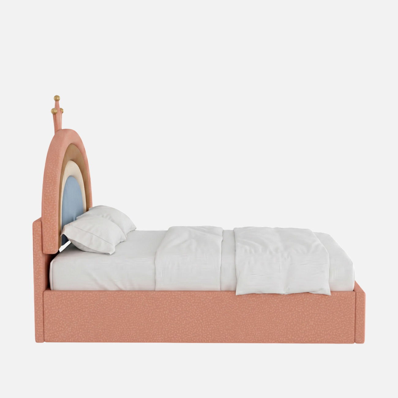 Rainbow Leatherette Kids Twin Bed with Hydraulic Storage in Pink
