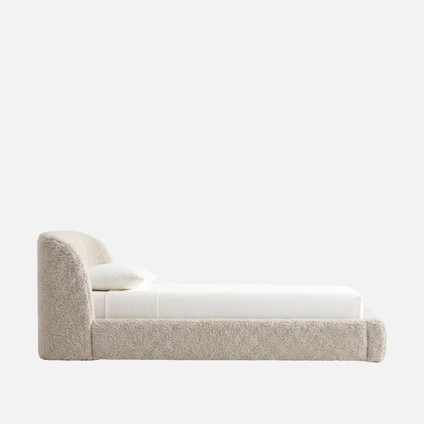 Baby Breeze Boucle Kids Twin Bed with Hydraulic Storage in Cream