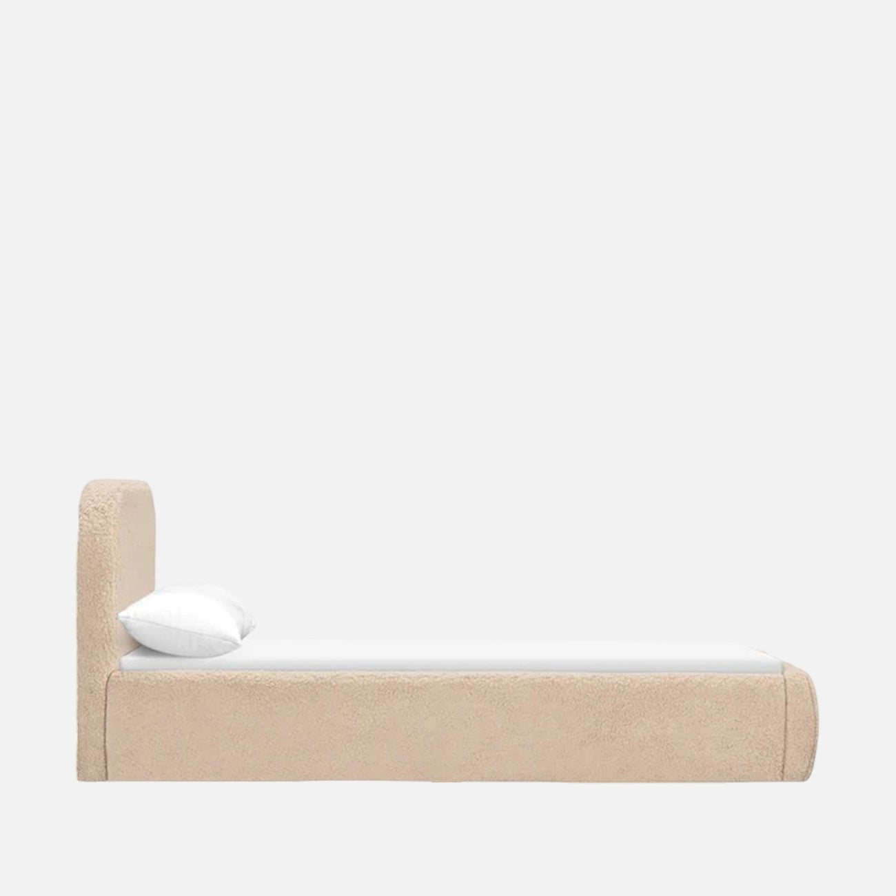 Snuggle Boucle Kids Twin Bed with Hydraulic Storage in Cream