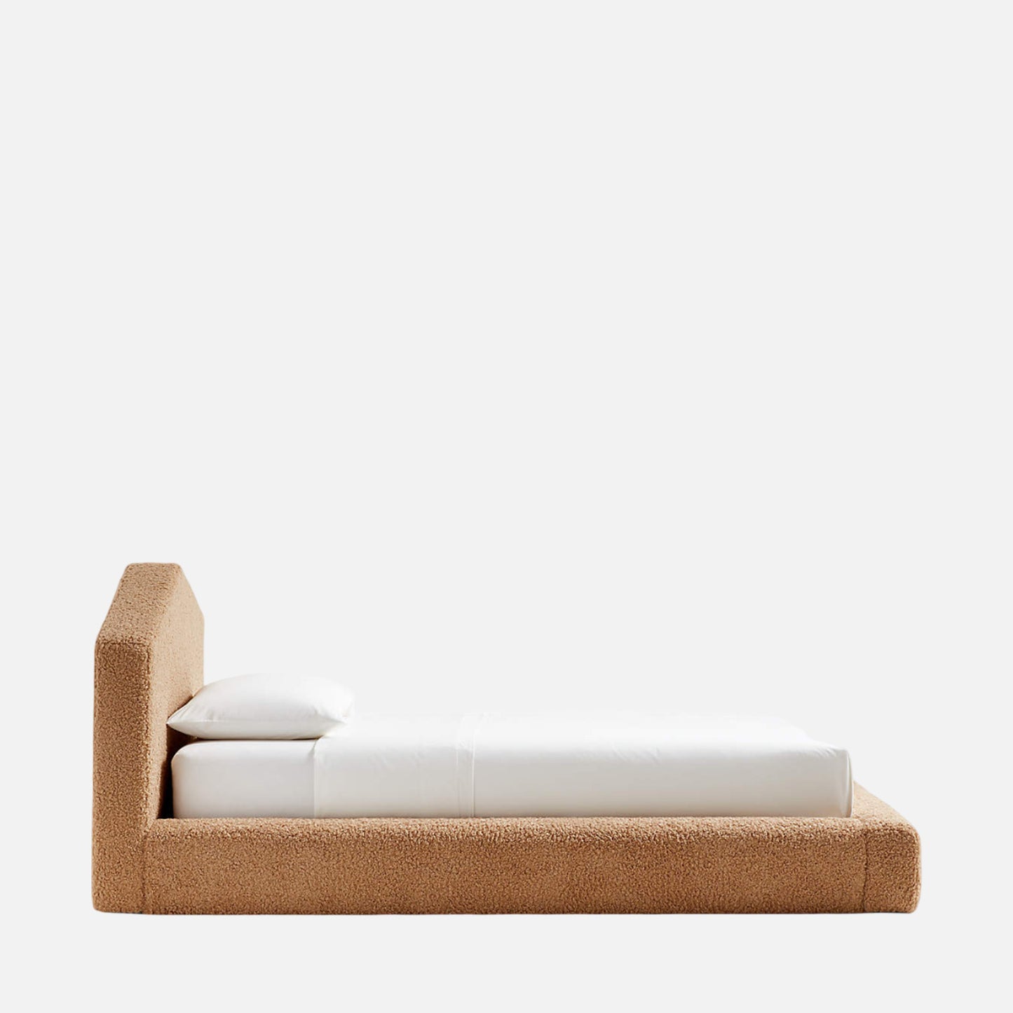 Caramel Arch Boucle Kids Twin Bed with Hydraulic Storage in Brown