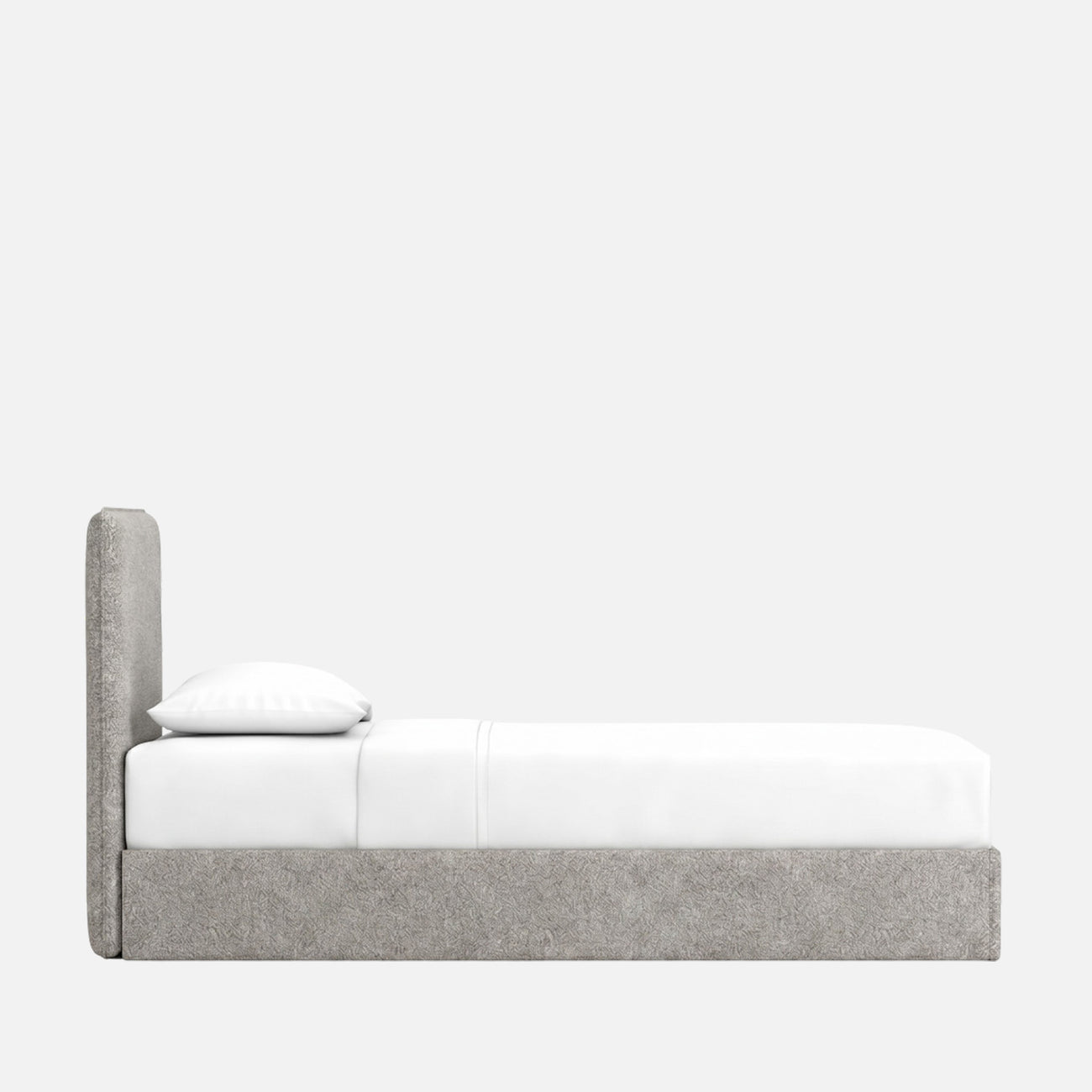Block Design Boucle Kids Twin Bed with Hydraulic Storage in Cream