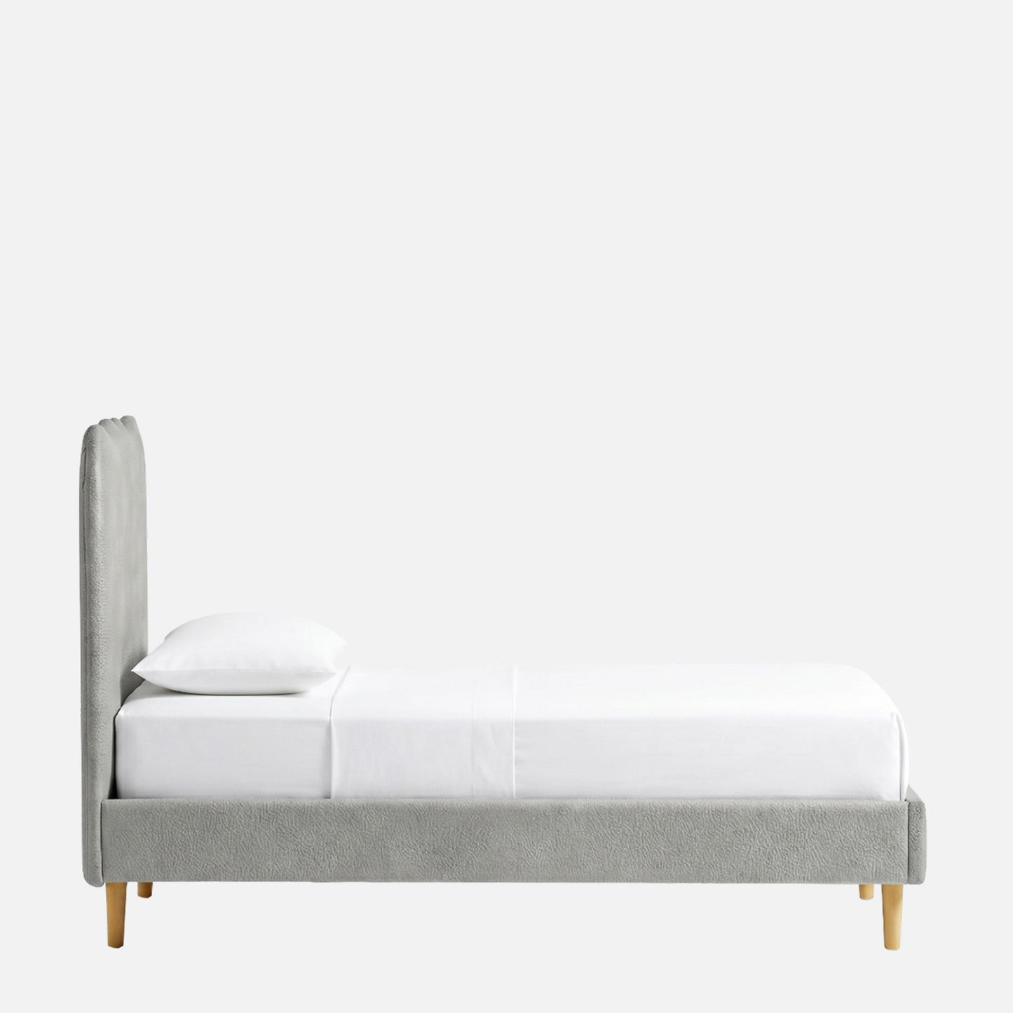Little Palace Velvet Suede Kids Twin Bed with Hydraulic Storage in Ivory