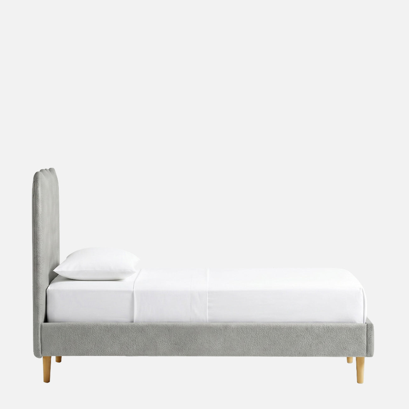 Little Palace Velvet Suede Kids Twin Bed with Hydraulic Storage in Ivory