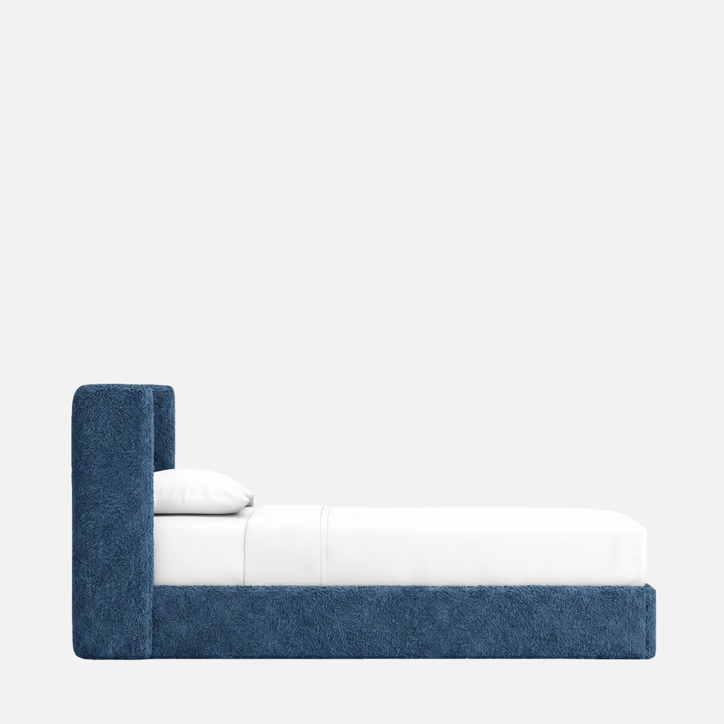 Tiny Haven Boucle Kids Twin Bed with Hydraulic Storage in Denim Blue