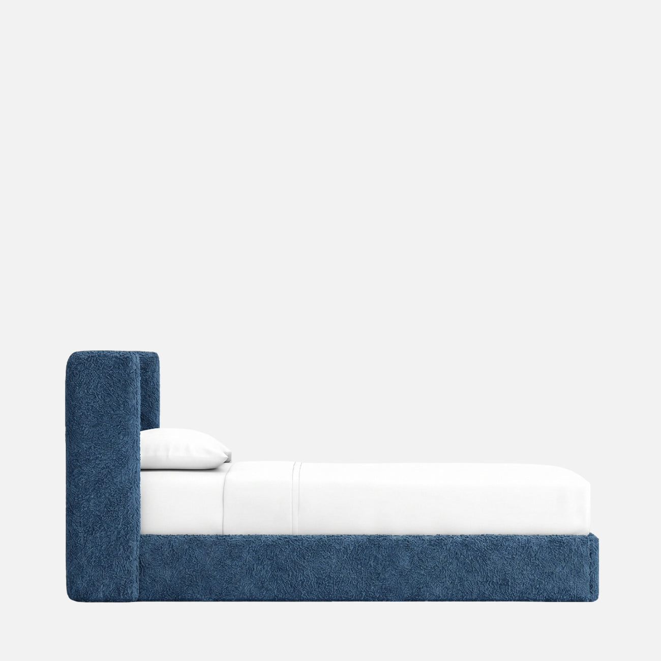 Tiny Haven Boucle Kids Twin Bed with Hydraulic Storage in Denim Blue