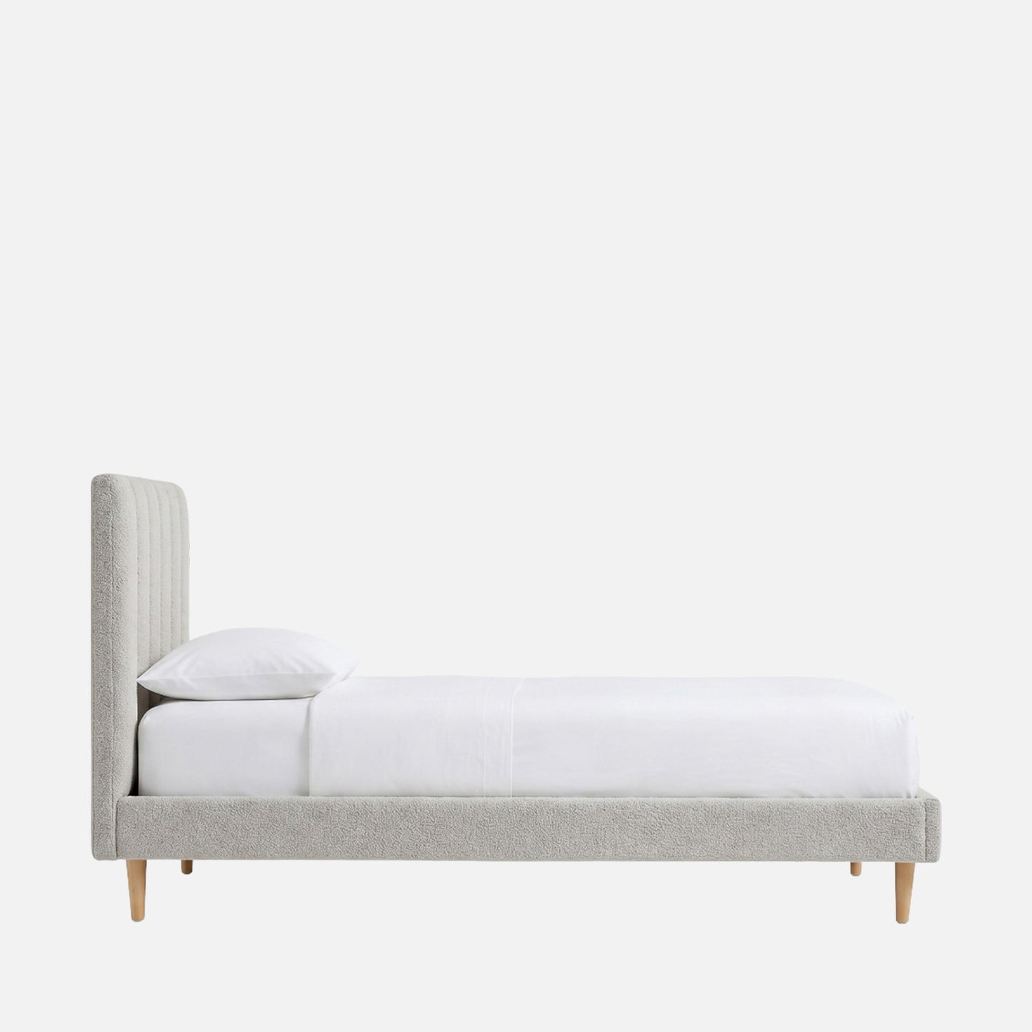 Royal Lines Boucle Kids Twin Bed with Hydraulic Storage in Cream