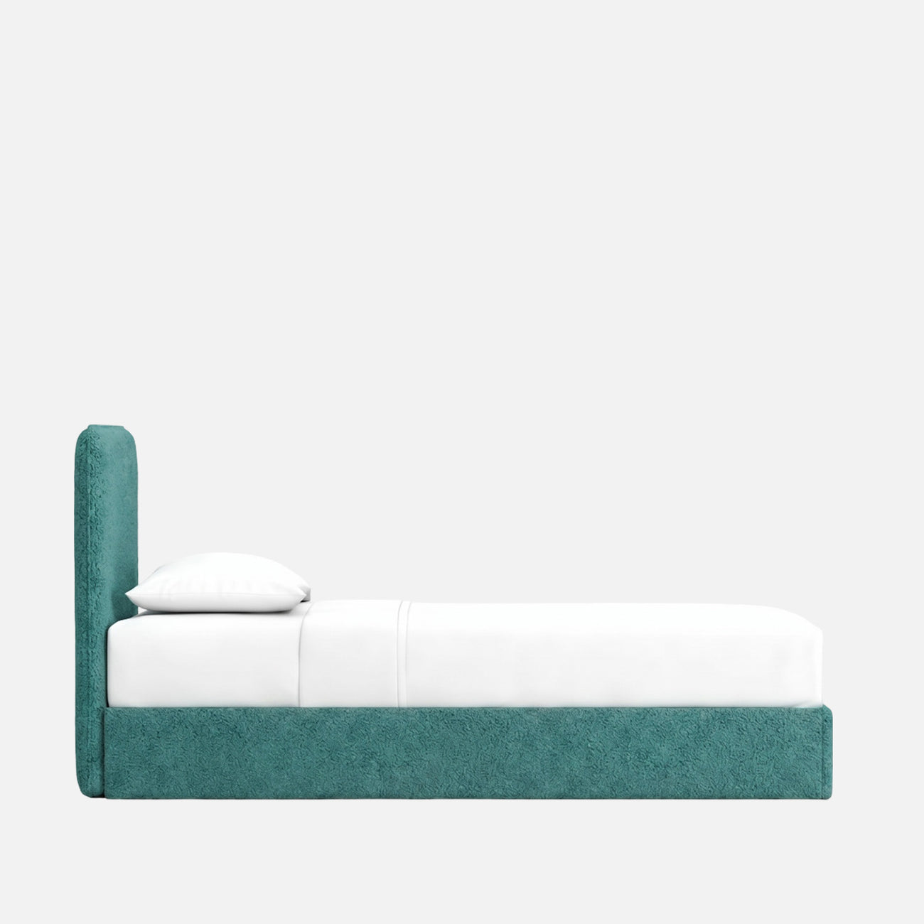 Block Design Boucle Kids Twin Bed with Hydraulic Storage in Green