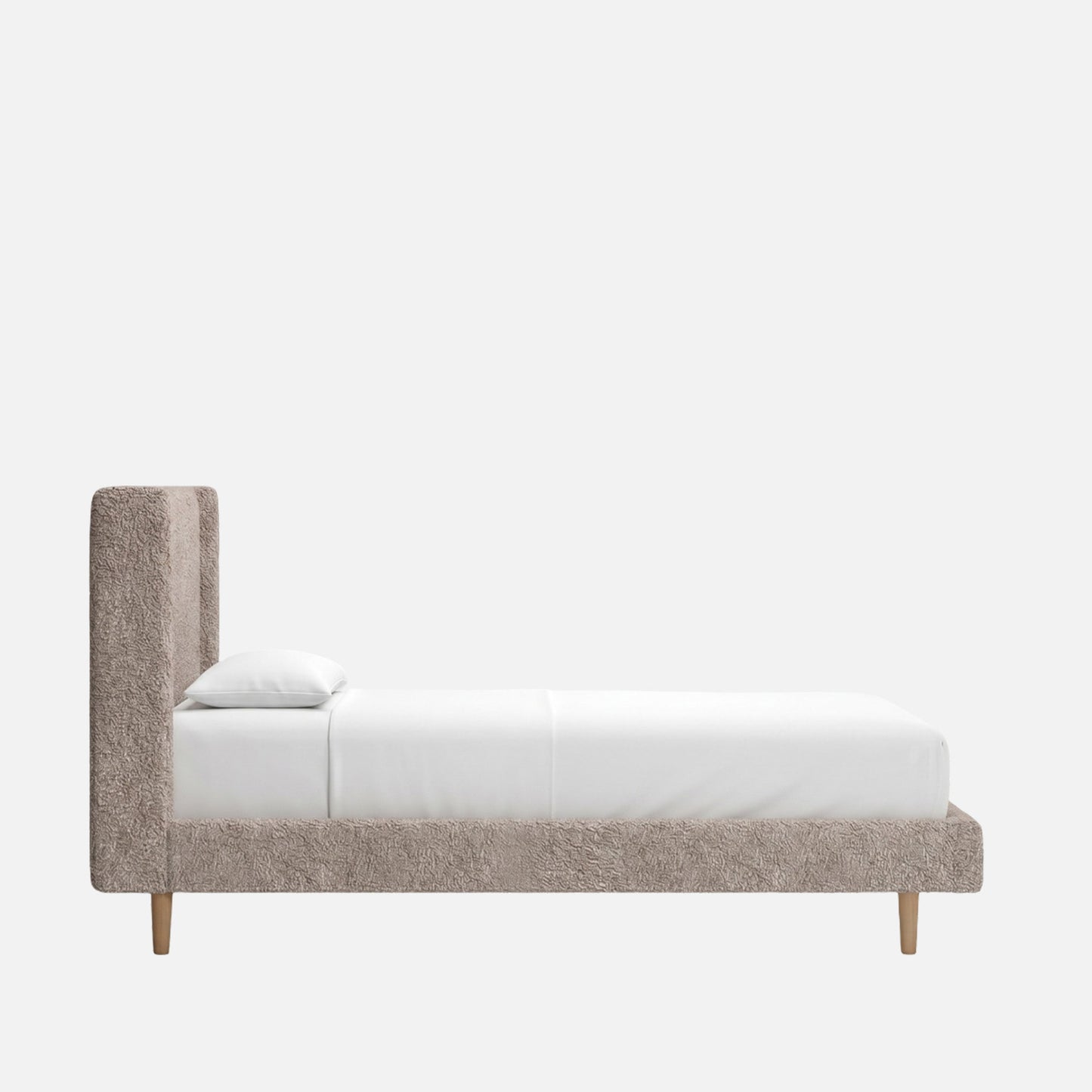 Misty Moon Boucle Kids Twin Bed with Hydraulic Storage in Light Grey
