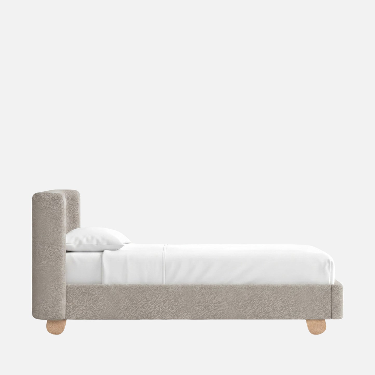 Caramel Arch Velvet Suede Kids Twin Bed with Hydraulic Storage in Grey