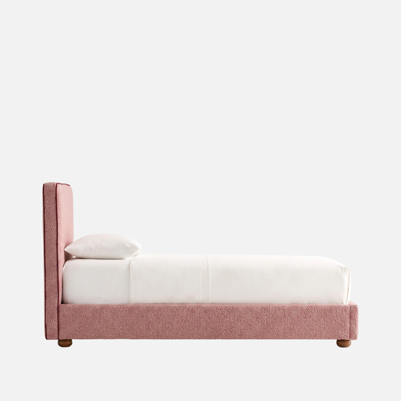 Peachy Dream Boucle Kids Twin Bed with Hydraulic Storage in Ivory