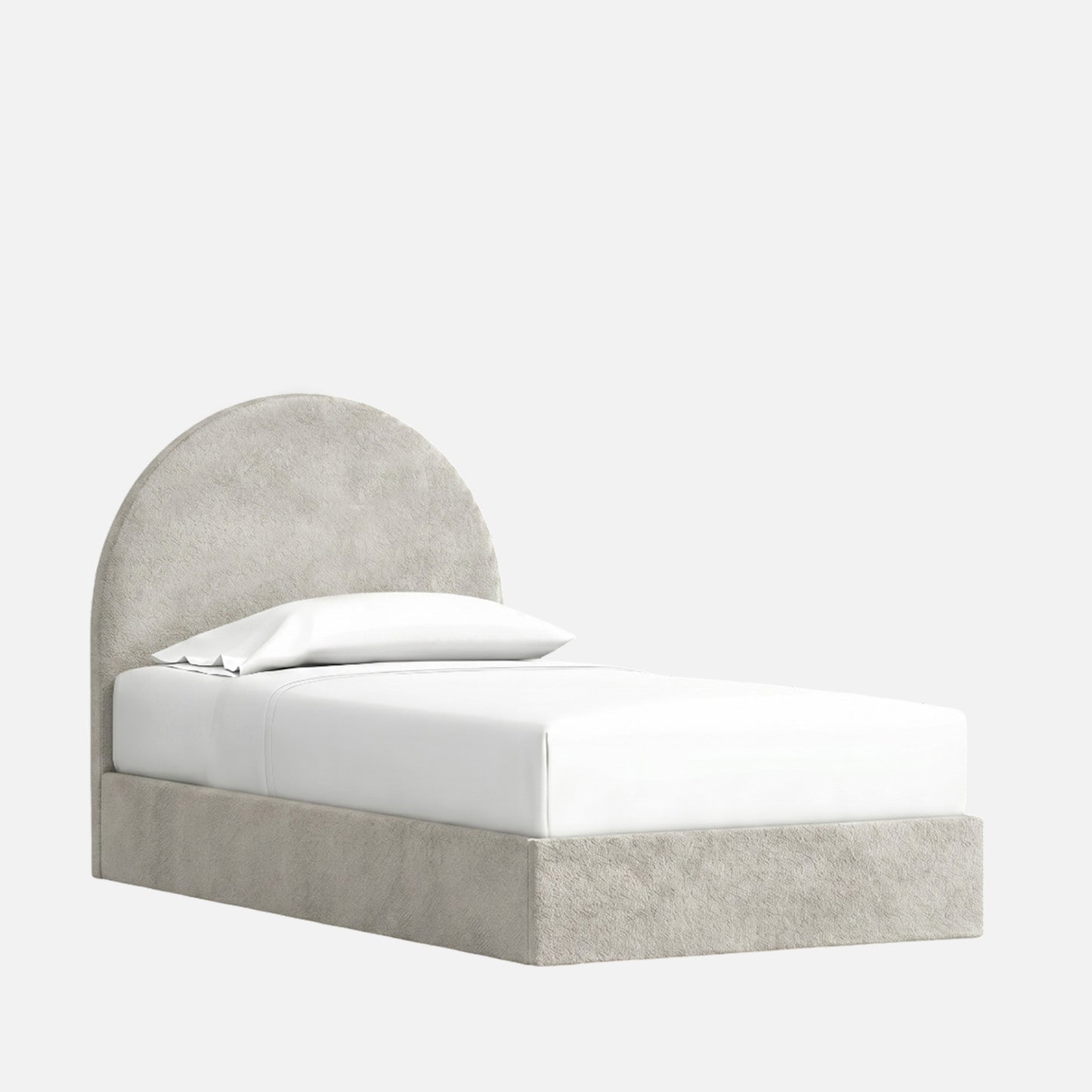 Moonrise Boucle Kids Twin Bed with Hydraulic Storage in Cream