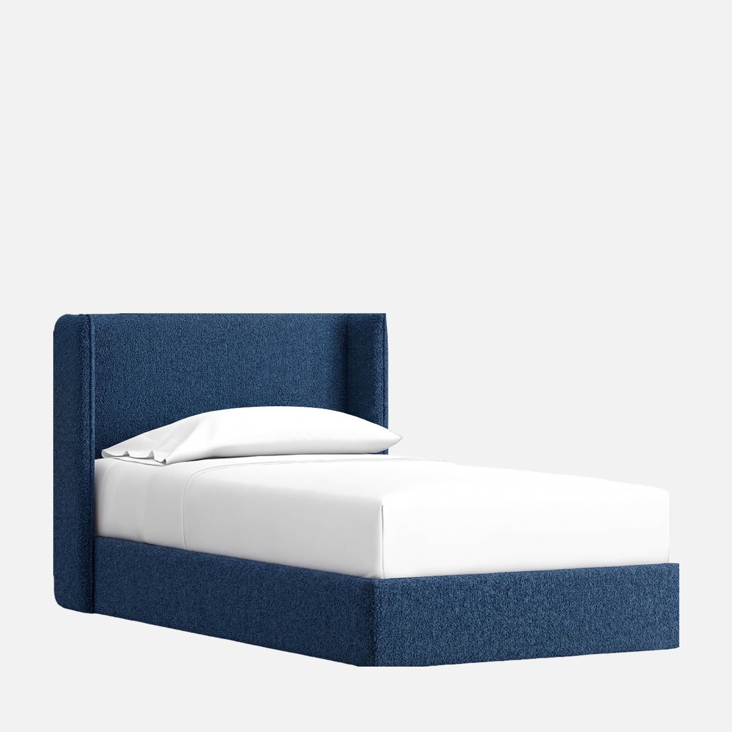 Tiny Haven Boucle Kids Twin Bed with Hydraulic Storage in Denim Blue