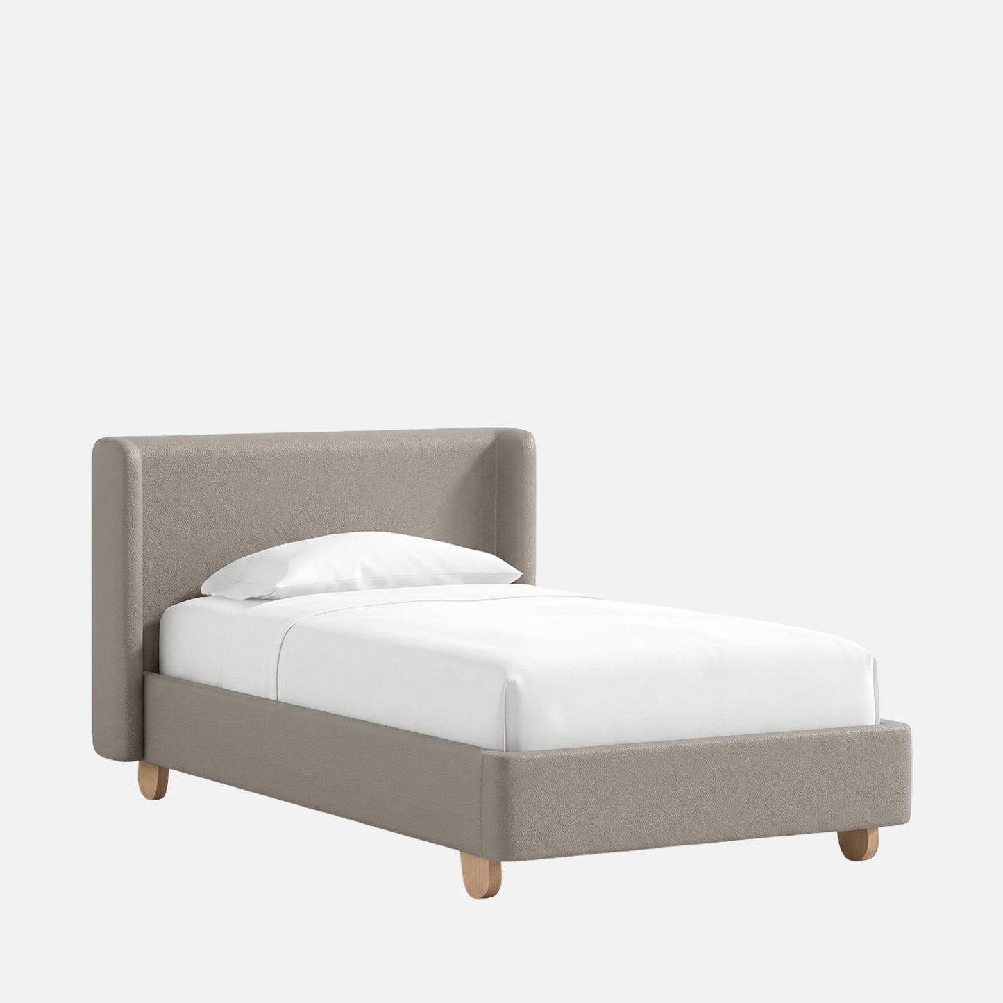Caramel Arch Velvet Suede Kids Twin Bed with Hydraulic Storage in Grey
