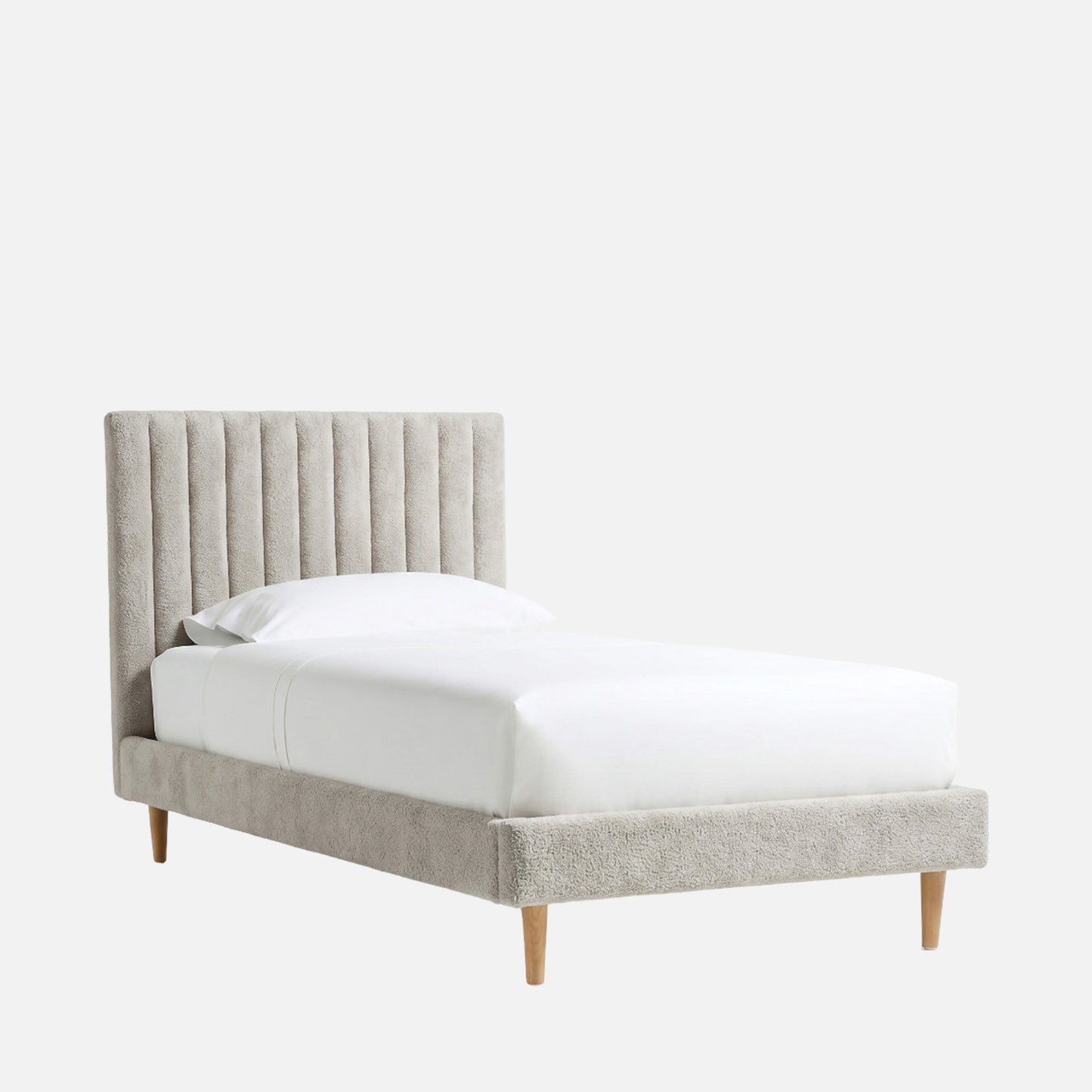 Royal Lines Boucle Kids Twin Bed with Hydraulic Storage in Cream