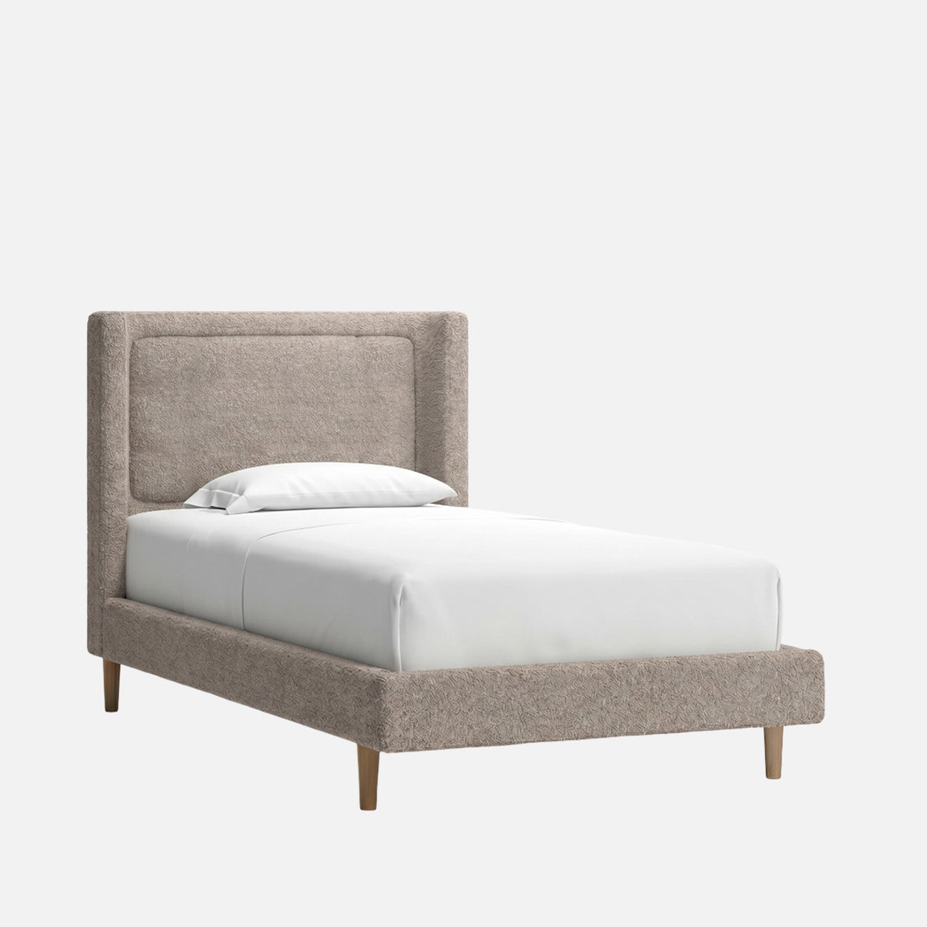 Misty Moon Boucle Kids Twin Bed with Hydraulic Storage in Light Grey