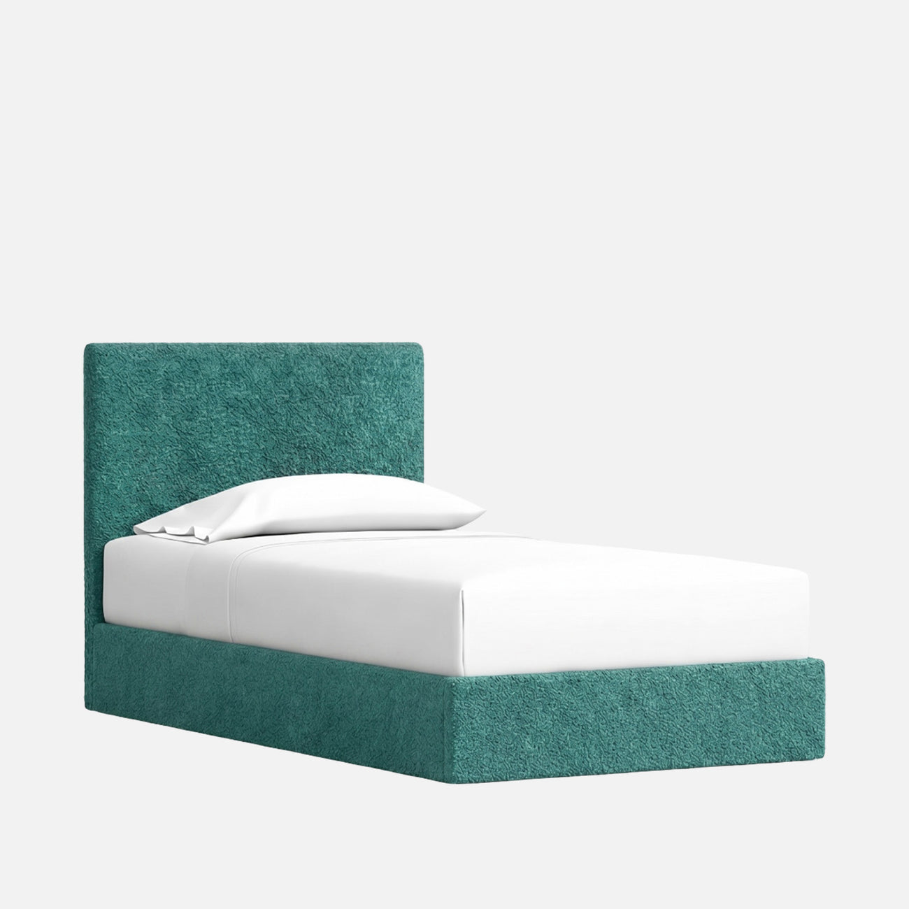 Block Design Boucle Kids Twin Bed with Hydraulic Storage in Green