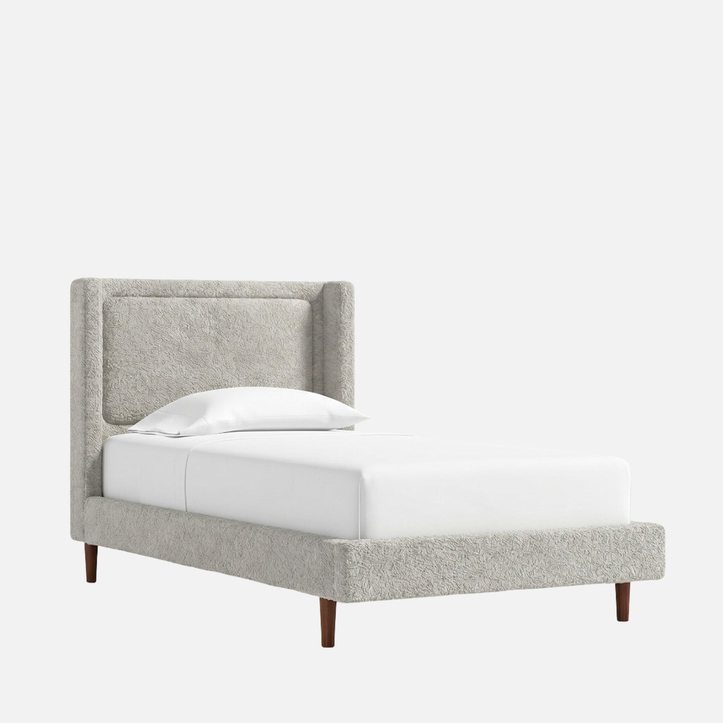Misty Moon Boucle Kids Twin Bed with Hydraulic Storage in Cream