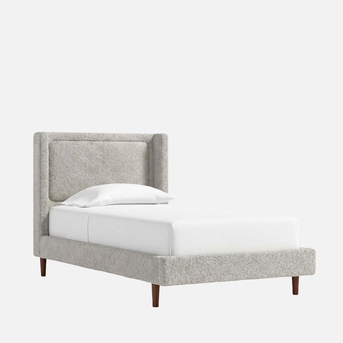 Misty Moon Boucle Kids Twin Bed with Hydraulic Storage in Cream