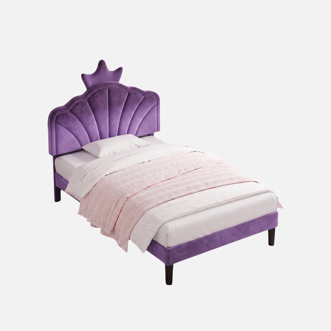 Princess Boucle Kids Twin Bed with Hydraulic Storage in Cream