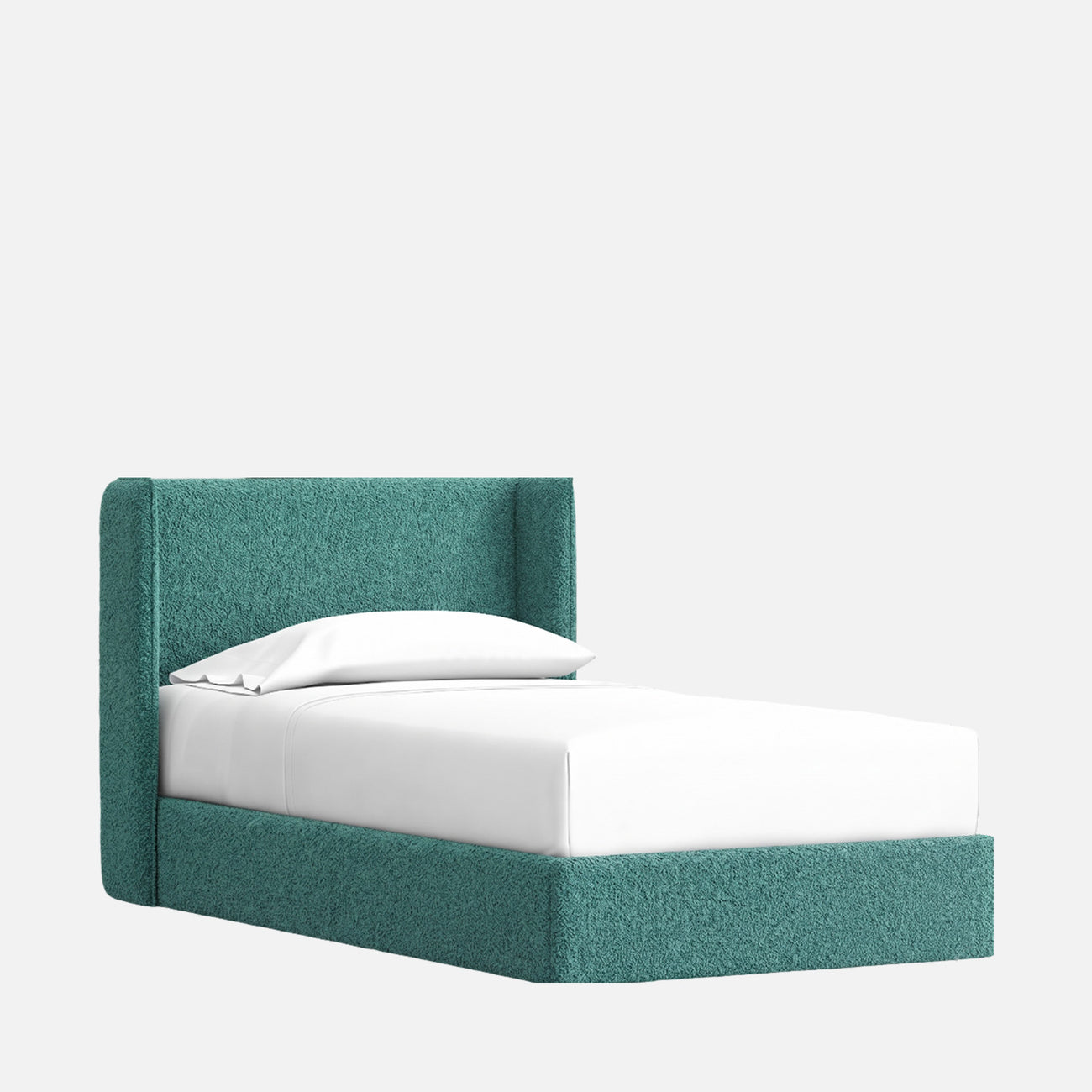 Tiny Haven Boucle Kids Twin Bed with Hydraulic Storage in Green