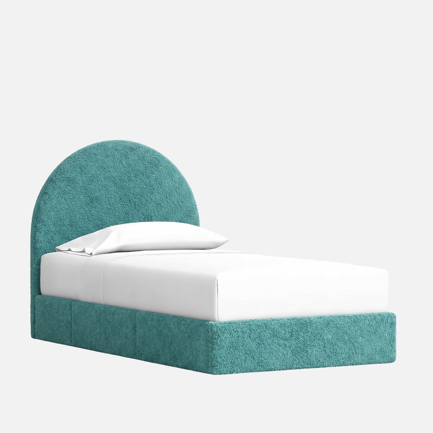 Moonrise Boucle Kids Twin Bed with Hydraulic Storage in Green