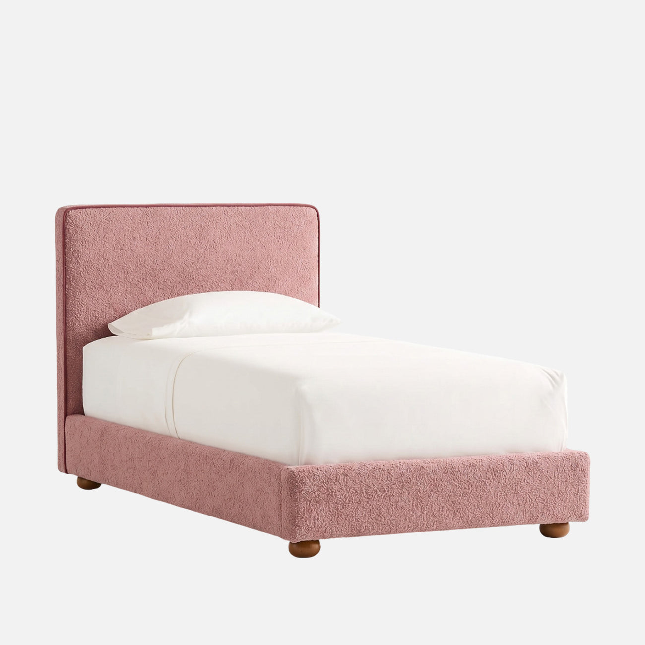 Peachy Dream Boucle Kids Twin Bed with Hydraulic Storage in Ivory
