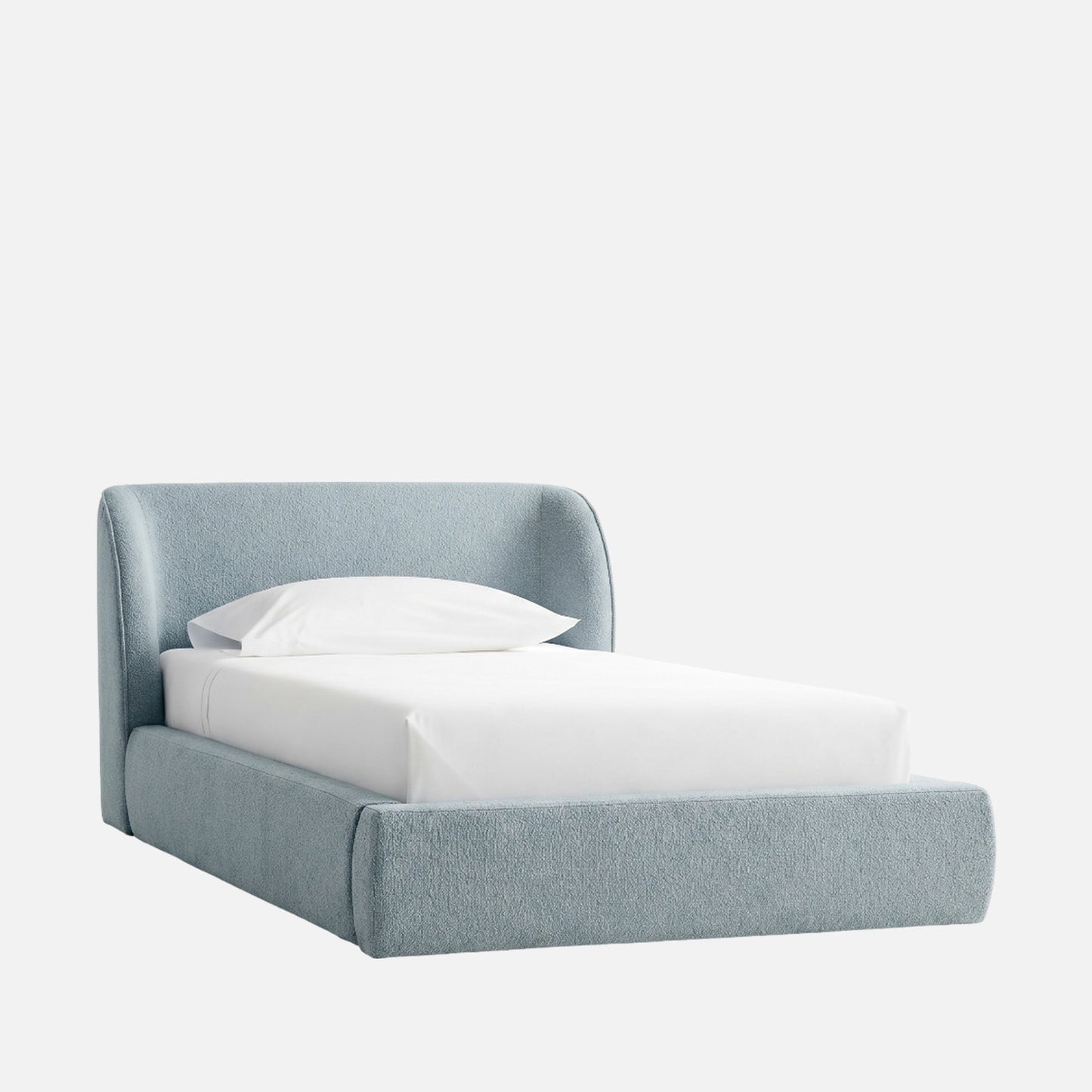 Baby Breeze Boucle Kids Twin Bed with Hydraulic Storage in Blue