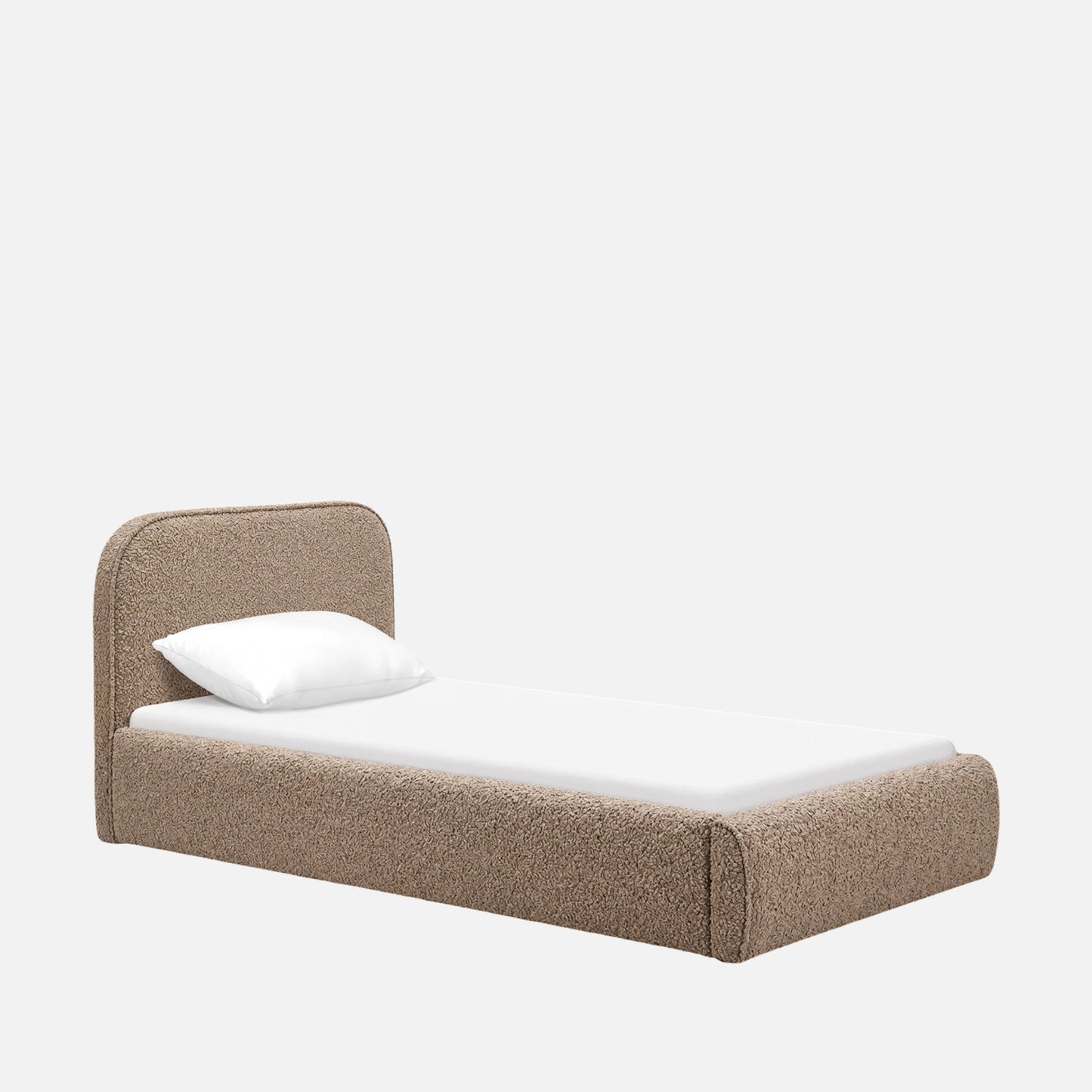 Snuggle Boucle Kids Twin Bed with Hydraulic Storage in Beige