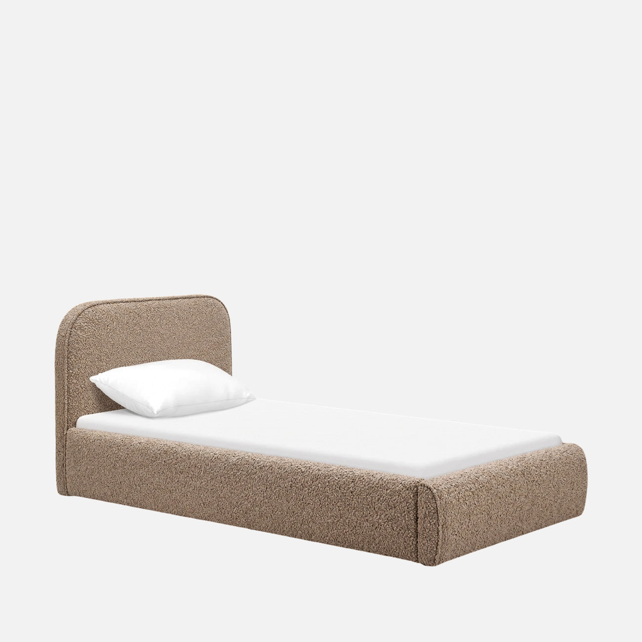 Snuggle Boucle Kids Twin Bed with Hydraulic Storage in Beige