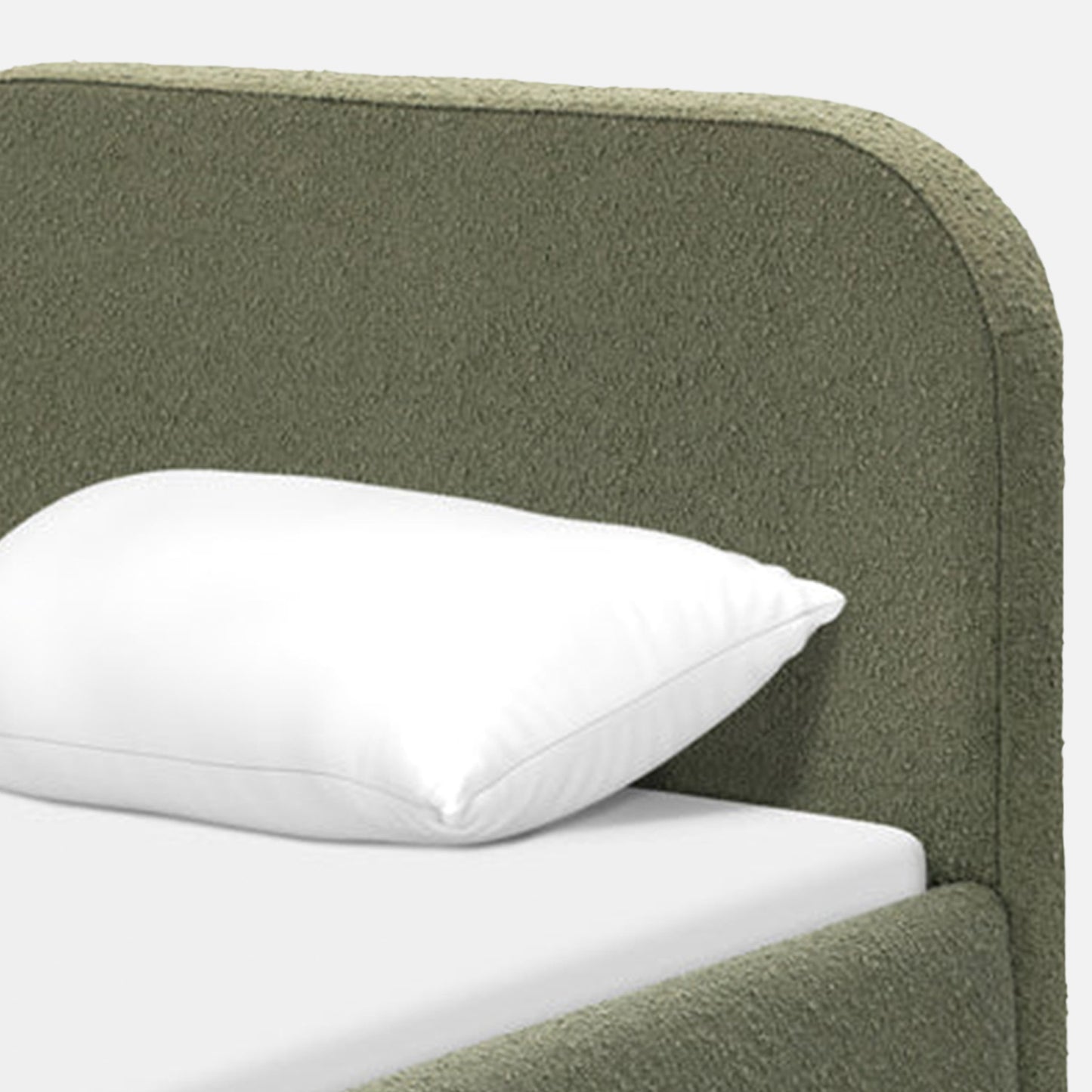 Snuggle Boucle Kids Twin Bed with Hydraulic Storage in olive