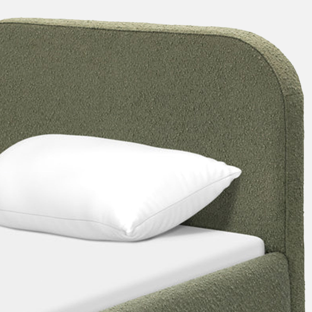 Snuggle Boucle Kids Twin Bed with Hydraulic Storage in olive
