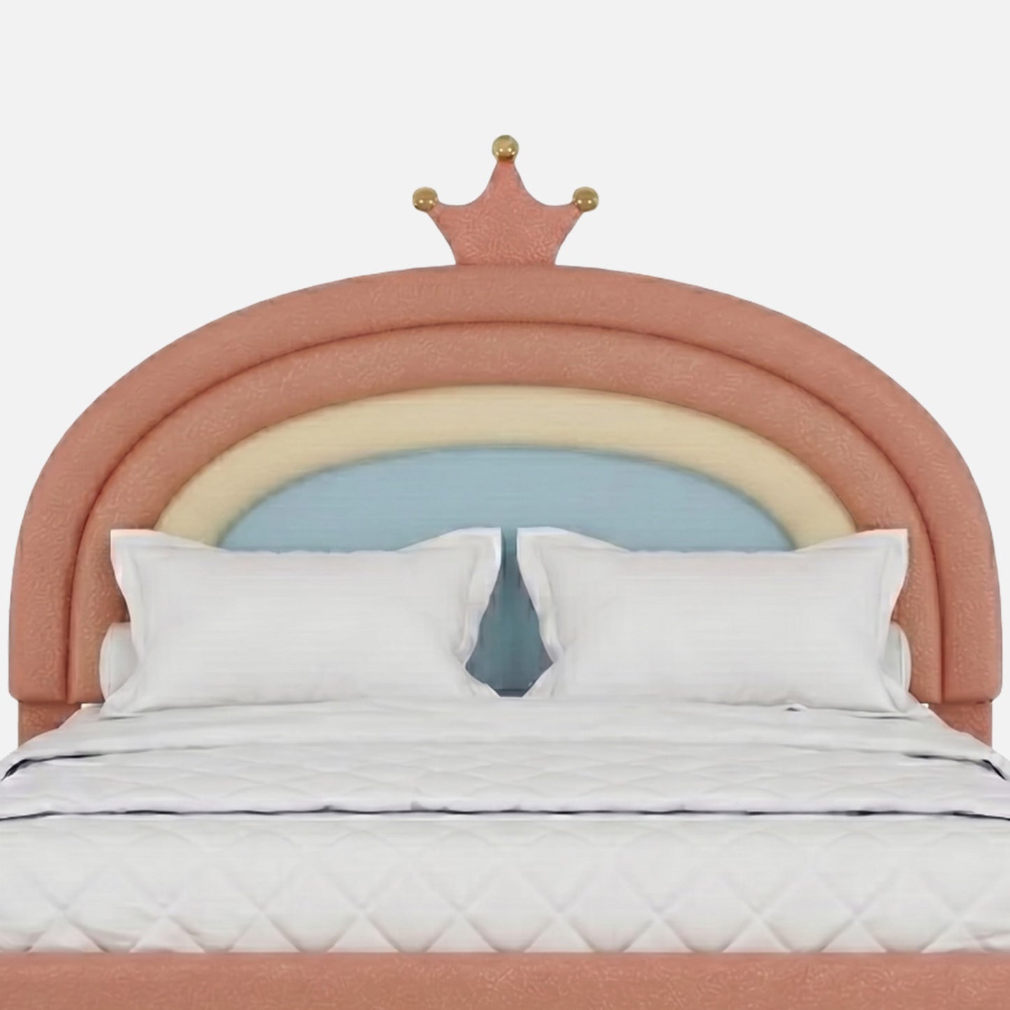 Rainbow Leatherette Kids Twin Bed with Hydraulic Storage in Pink