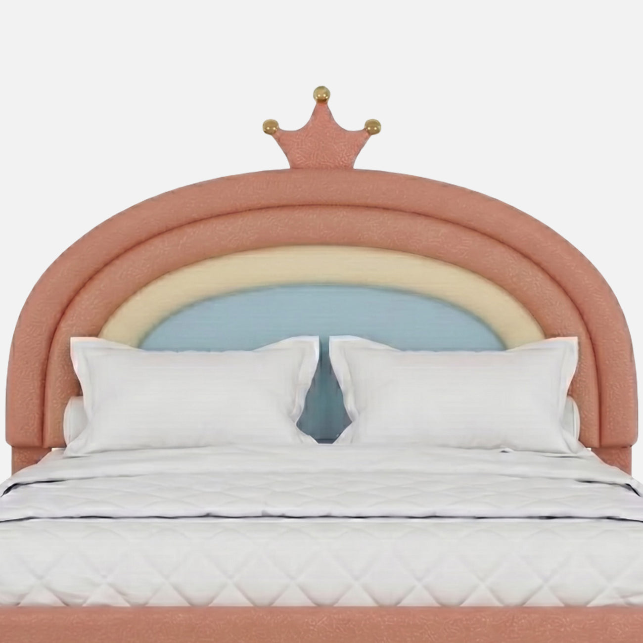 Rainbow Leatherette Kids Twin Bed with Hydraulic Storage in Pink
