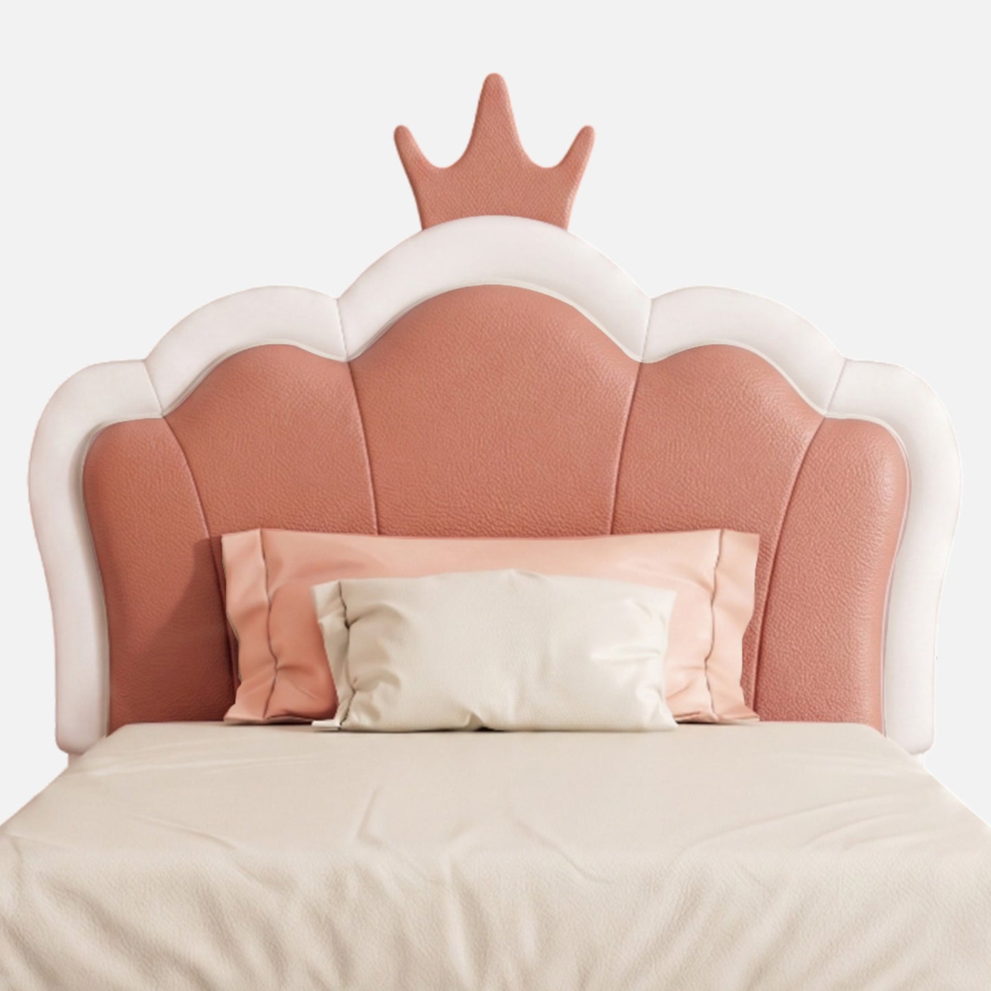 Little Queen Leatherette Kids Twin Bed with Hydraulic Storage in White and Pink