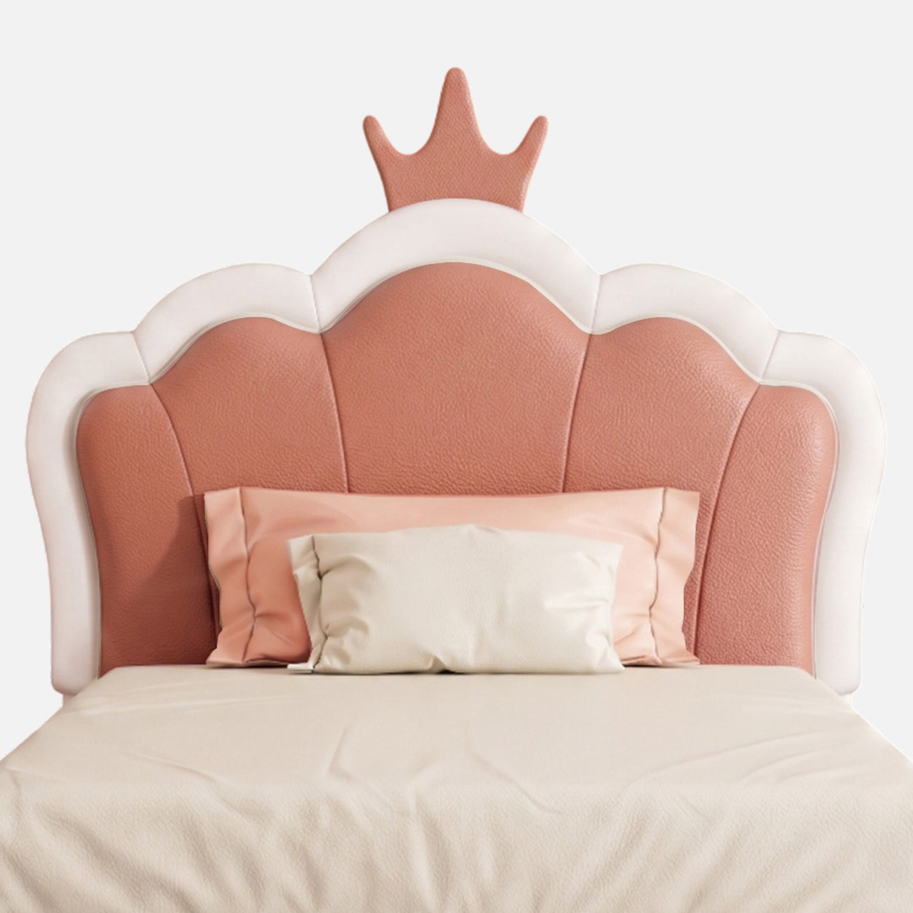 Little Queen Leatherette Kids Twin Bed with Hydraulic Storage in White and Pink