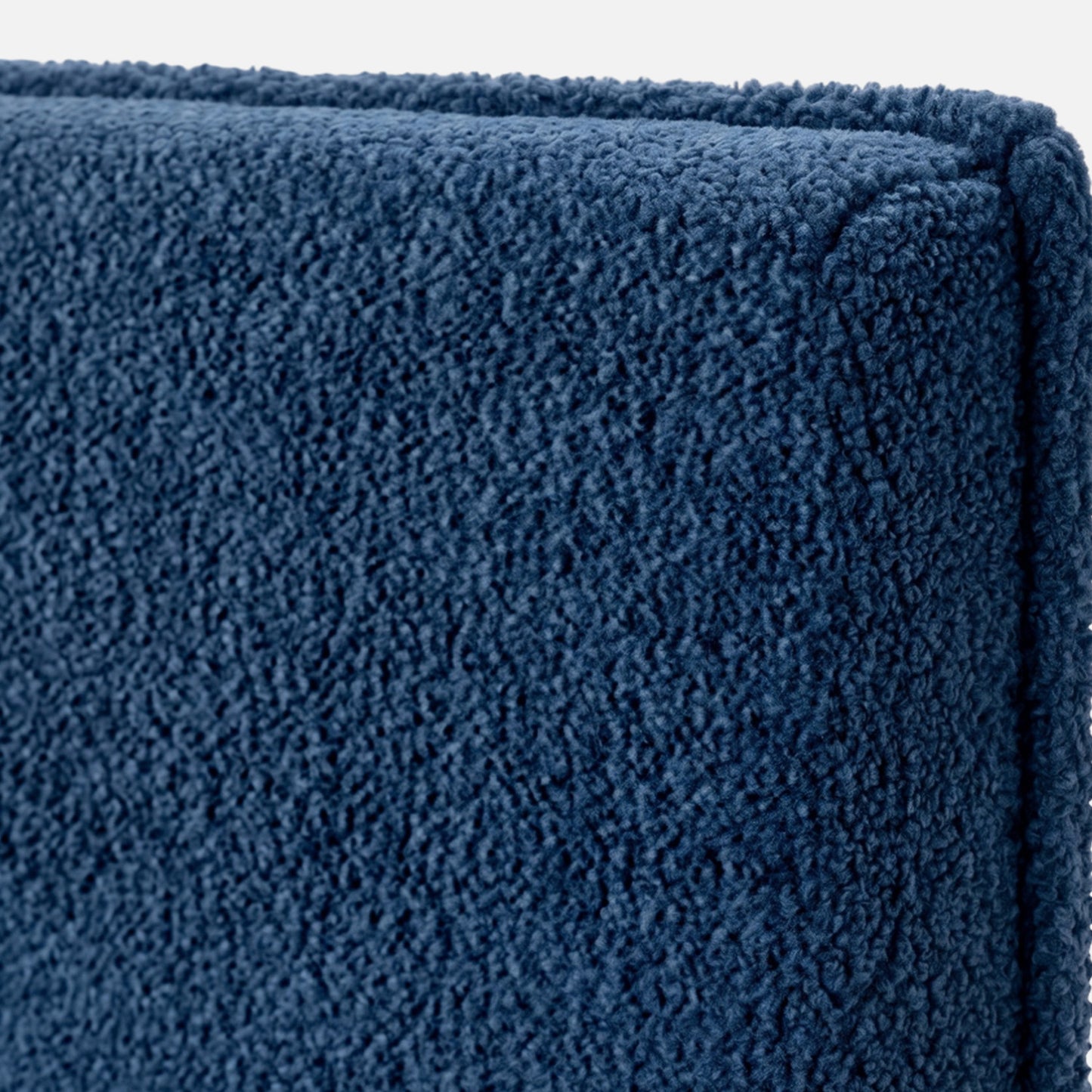 Block Design Boucle Kids Twin Bed with Hydraulic Storage in Denim Blue