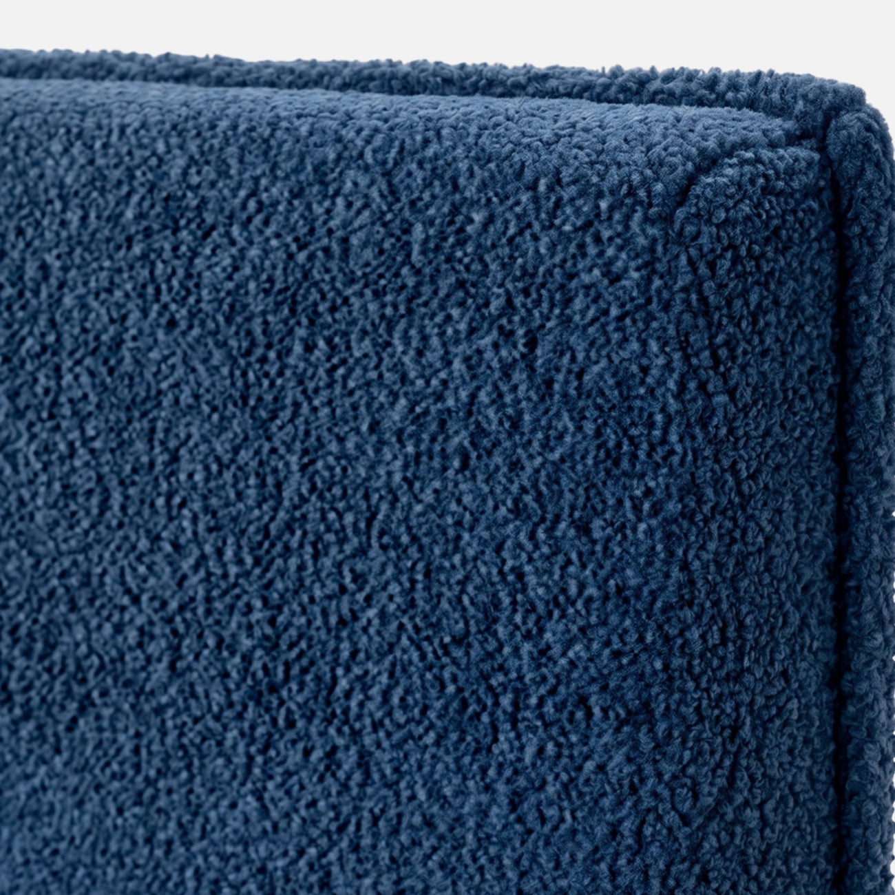 Block Design Boucle Kids Twin Bed with Hydraulic Storage in Denim Blue