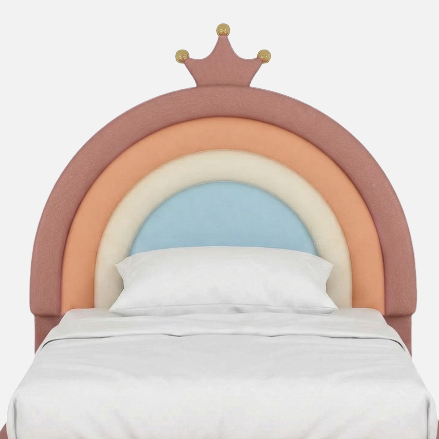 Rainbow Leatherette Kids Twin Bed with Hydraulic Storage in Pink Color