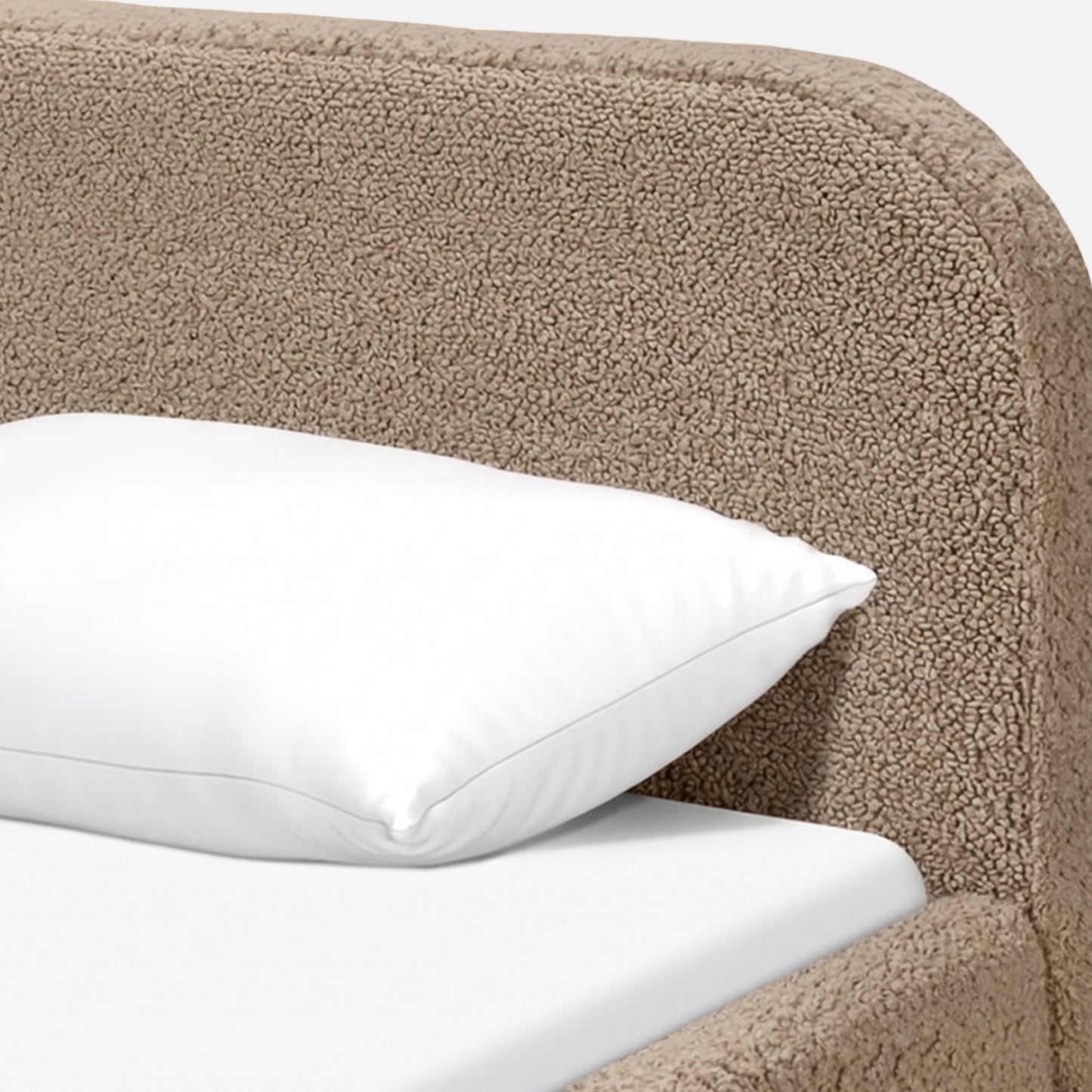 Snuggle Boucle Kids Twin Bed with Hydraulic Storage in Beige