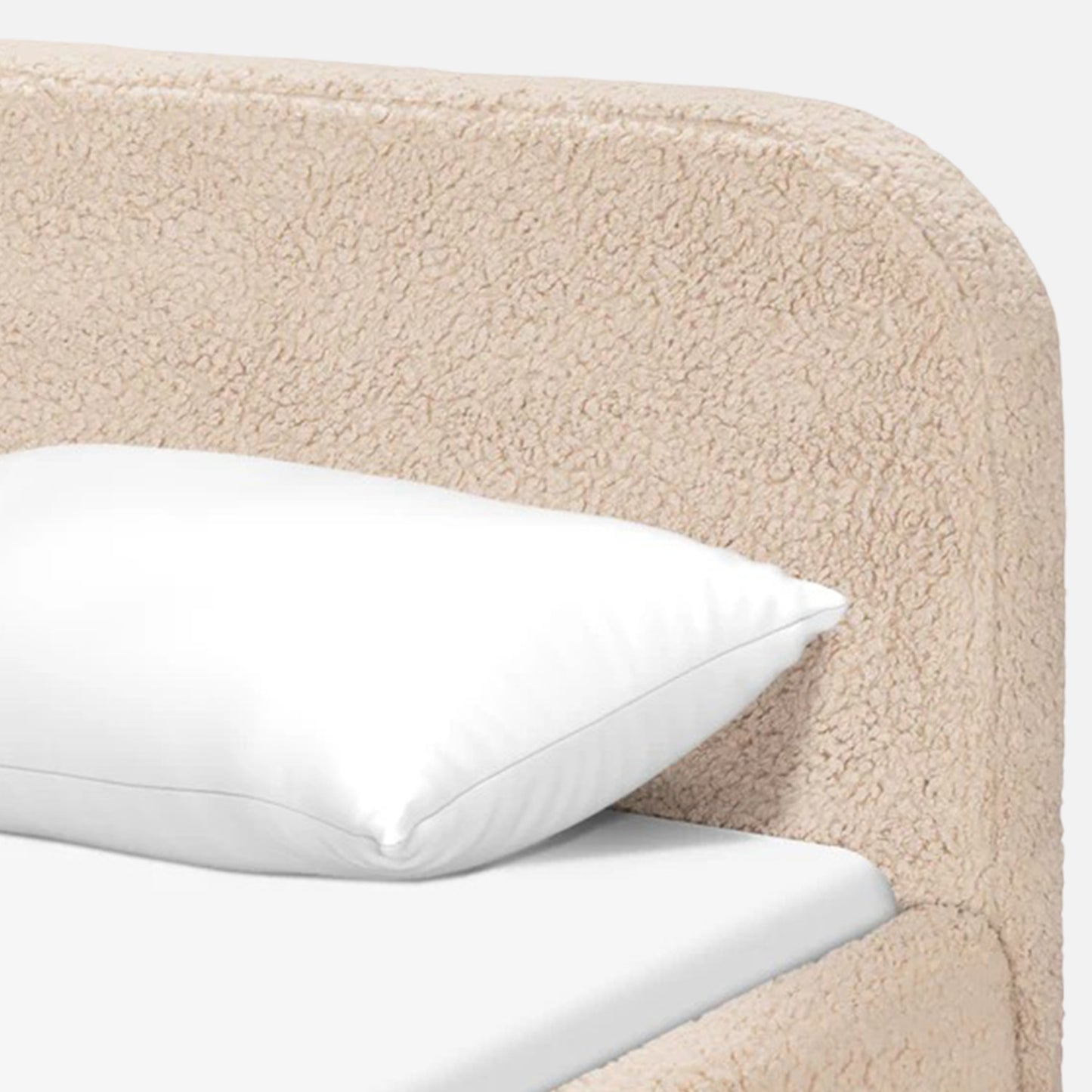 Snuggle Boucle Kids Twin Bed with Hydraulic Storage in Cream