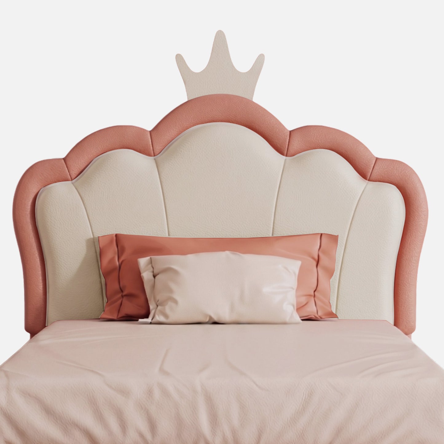 Cloud Crown Leatherette Kids Twin Bed with Hydraulic Storage in Pink and White